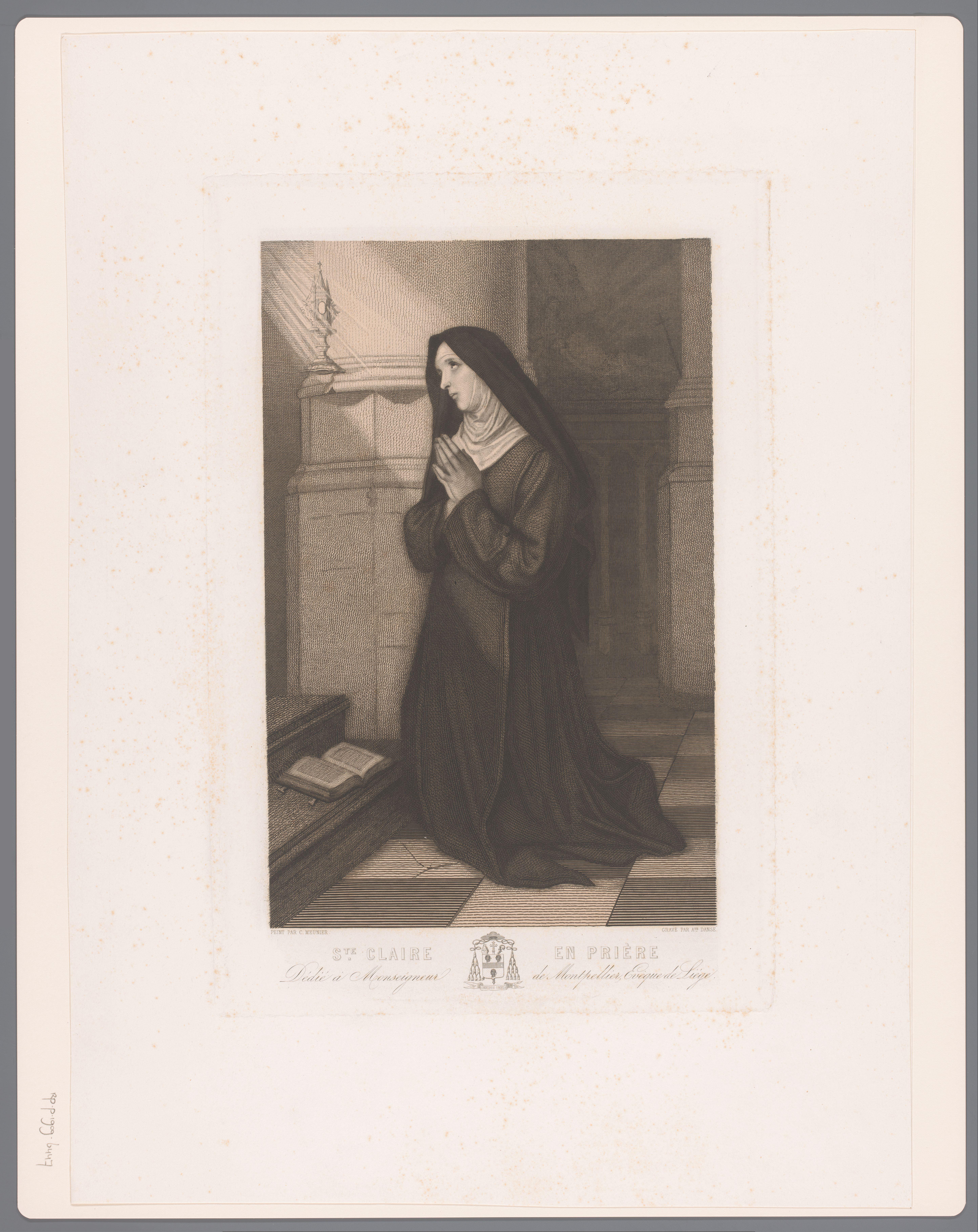 Clara van Assisi, geknield in gebed