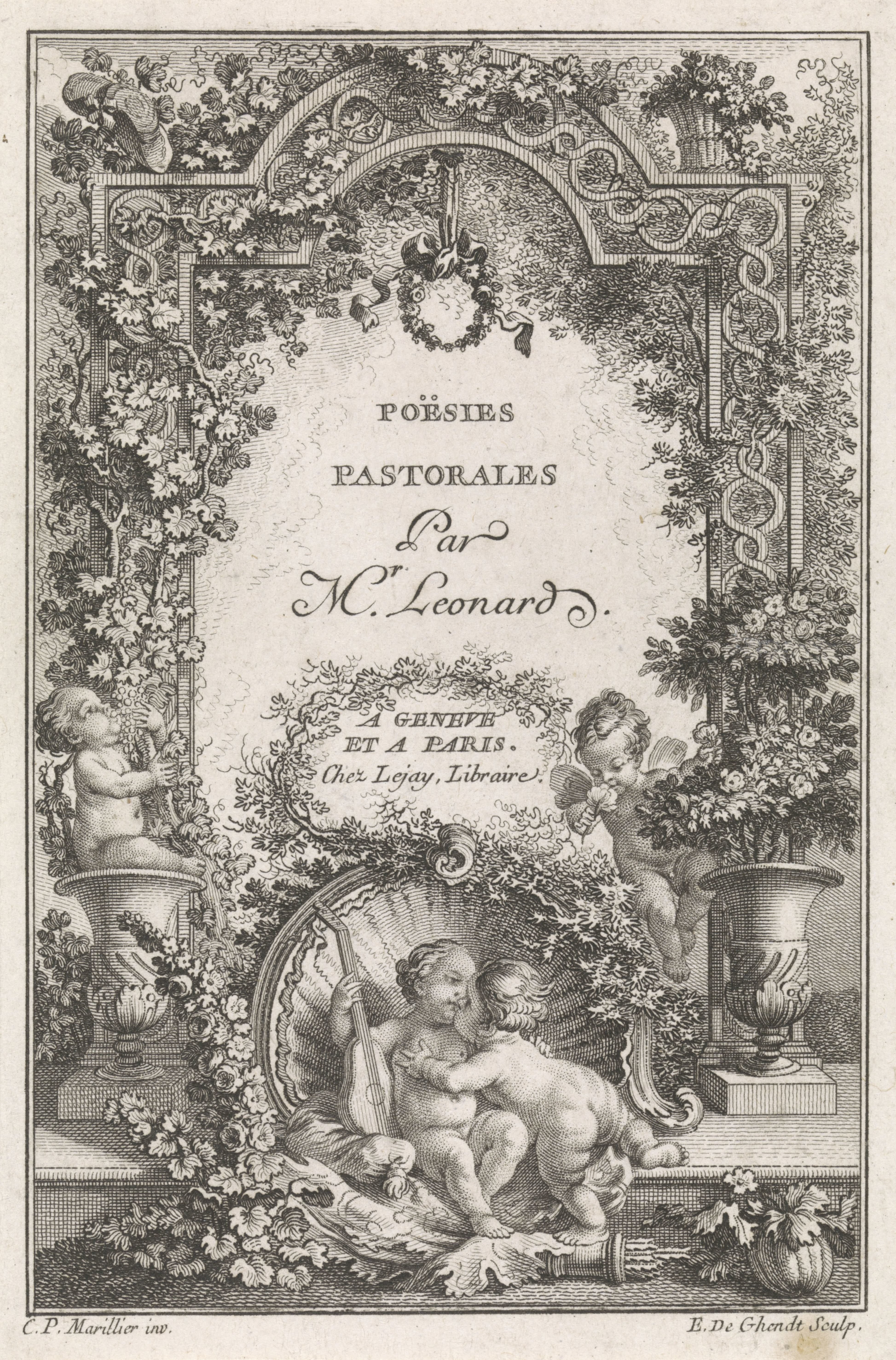 Titelpagina voor "Poësies pastorales", 1771