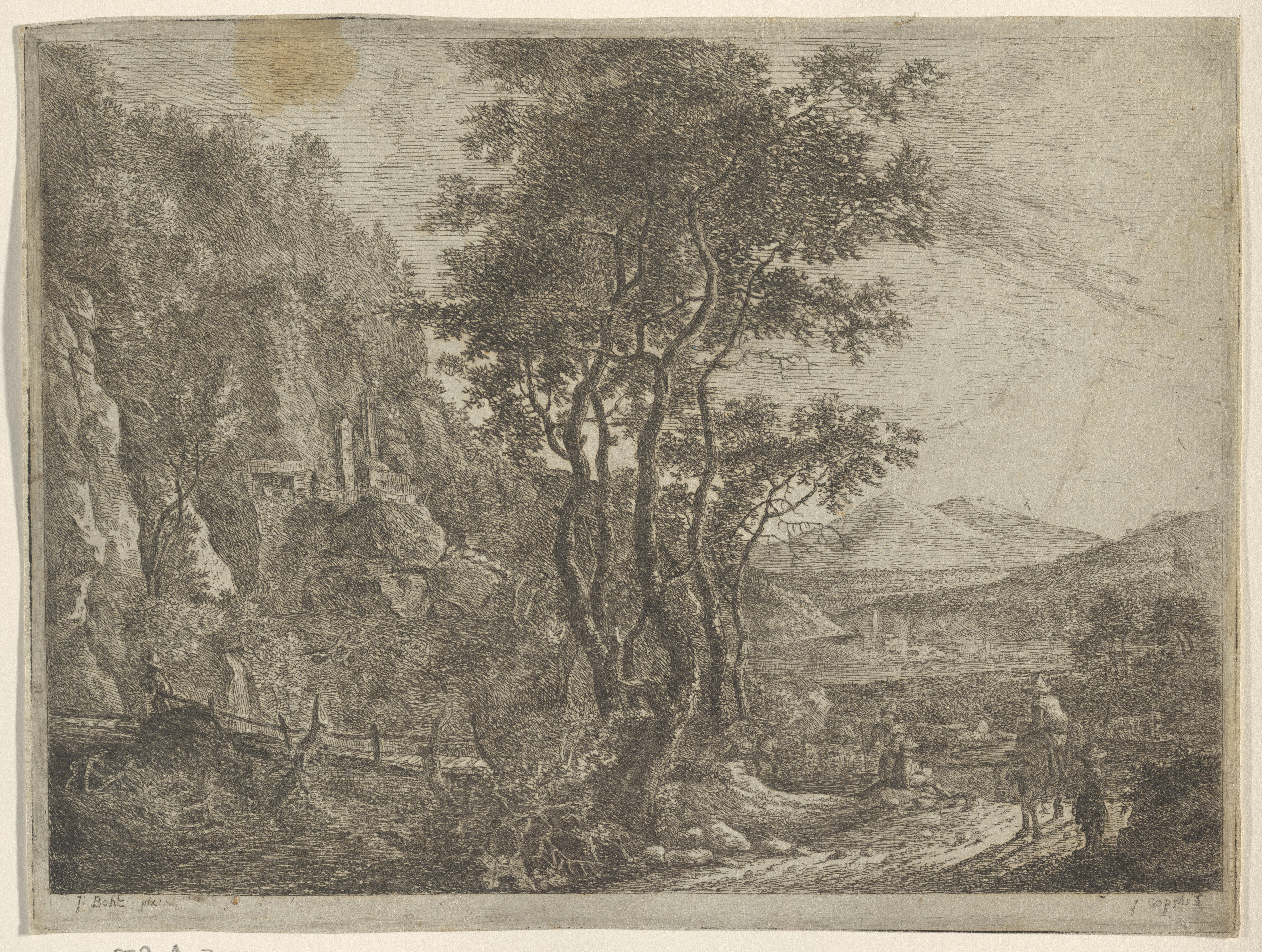 Italiaans landschap met figuren