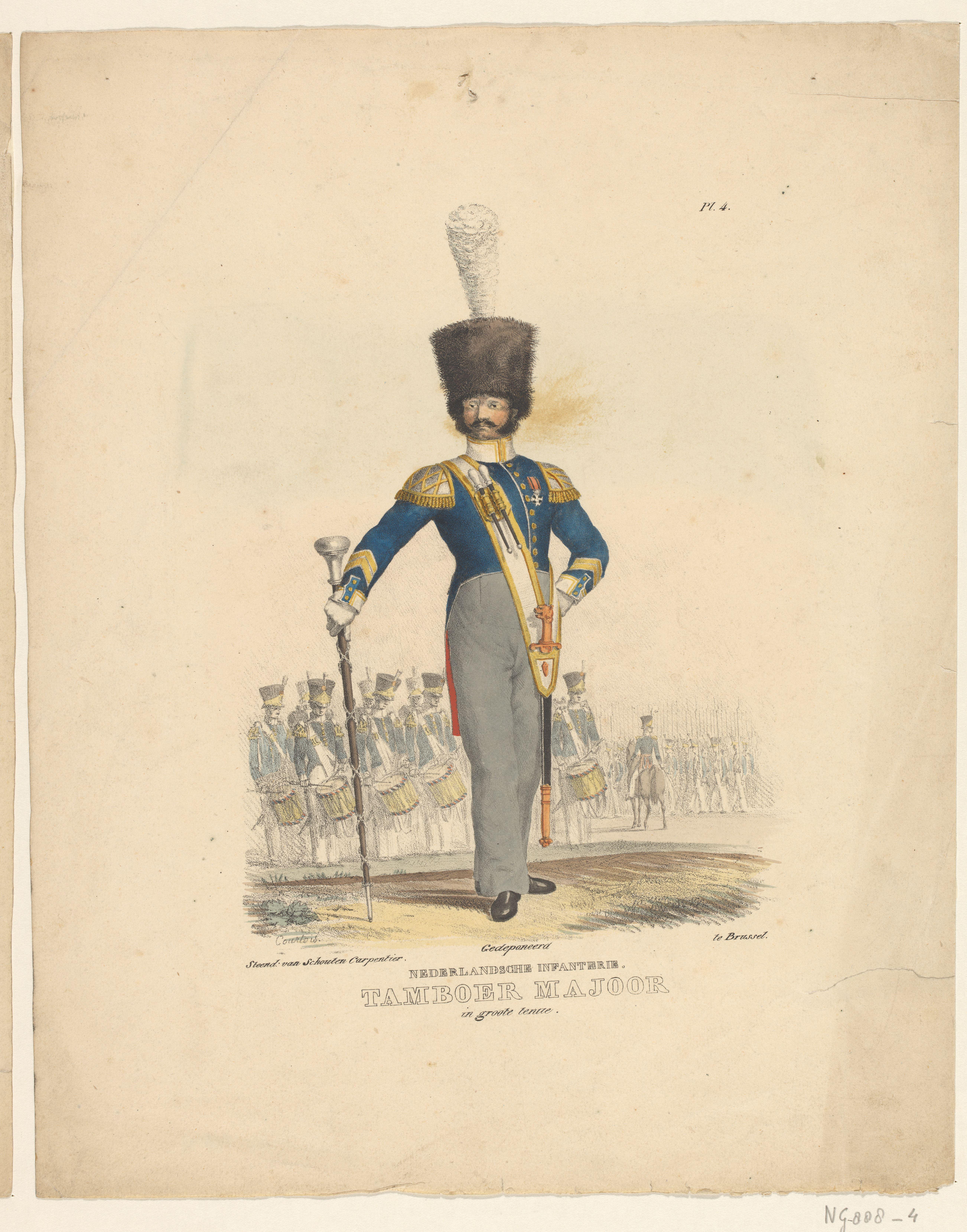 Nederlandsche Infanterie. Tamboer Majoor in groote tenue