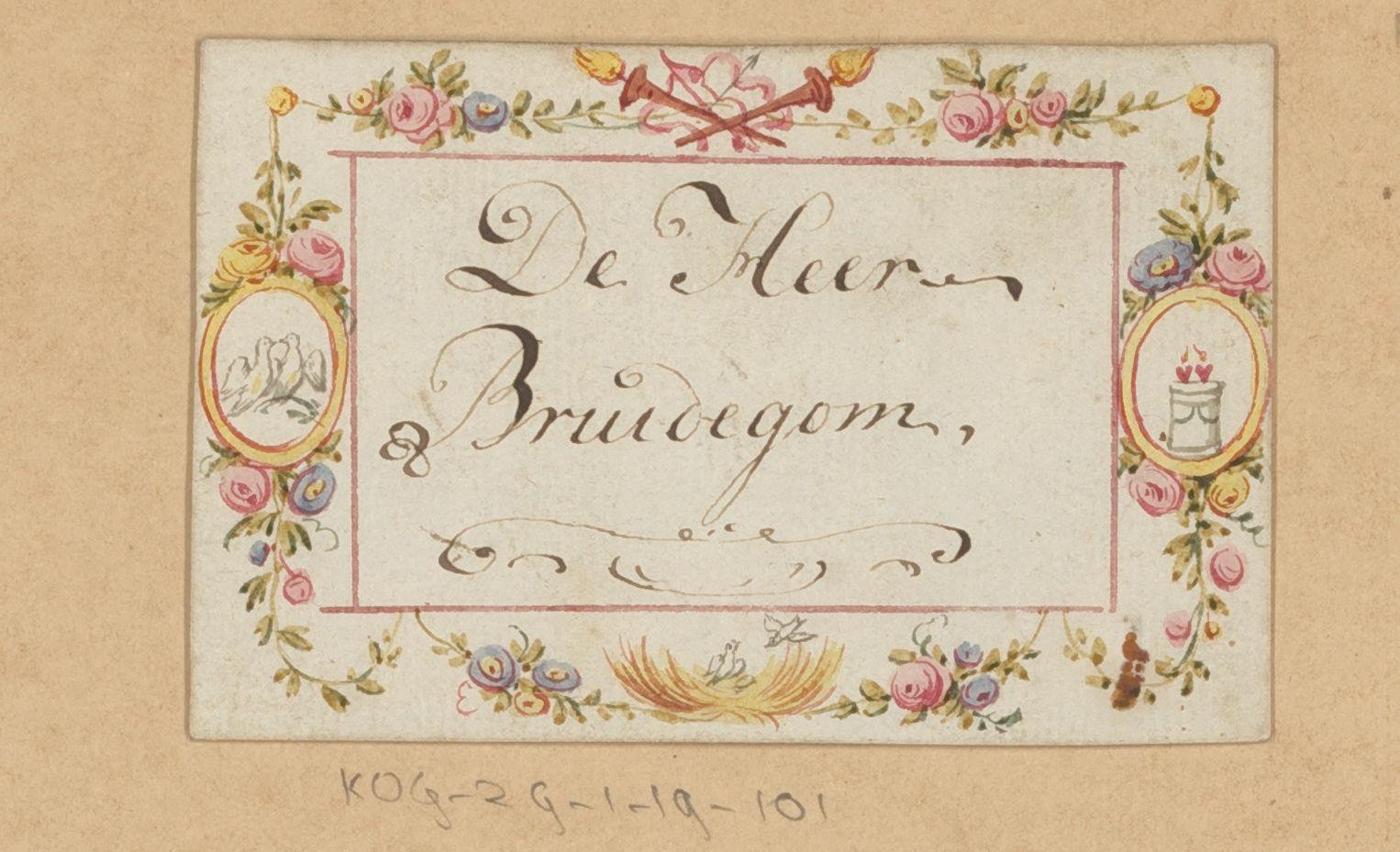 Bruiloftskaart voor 'De heer Bruidegom'