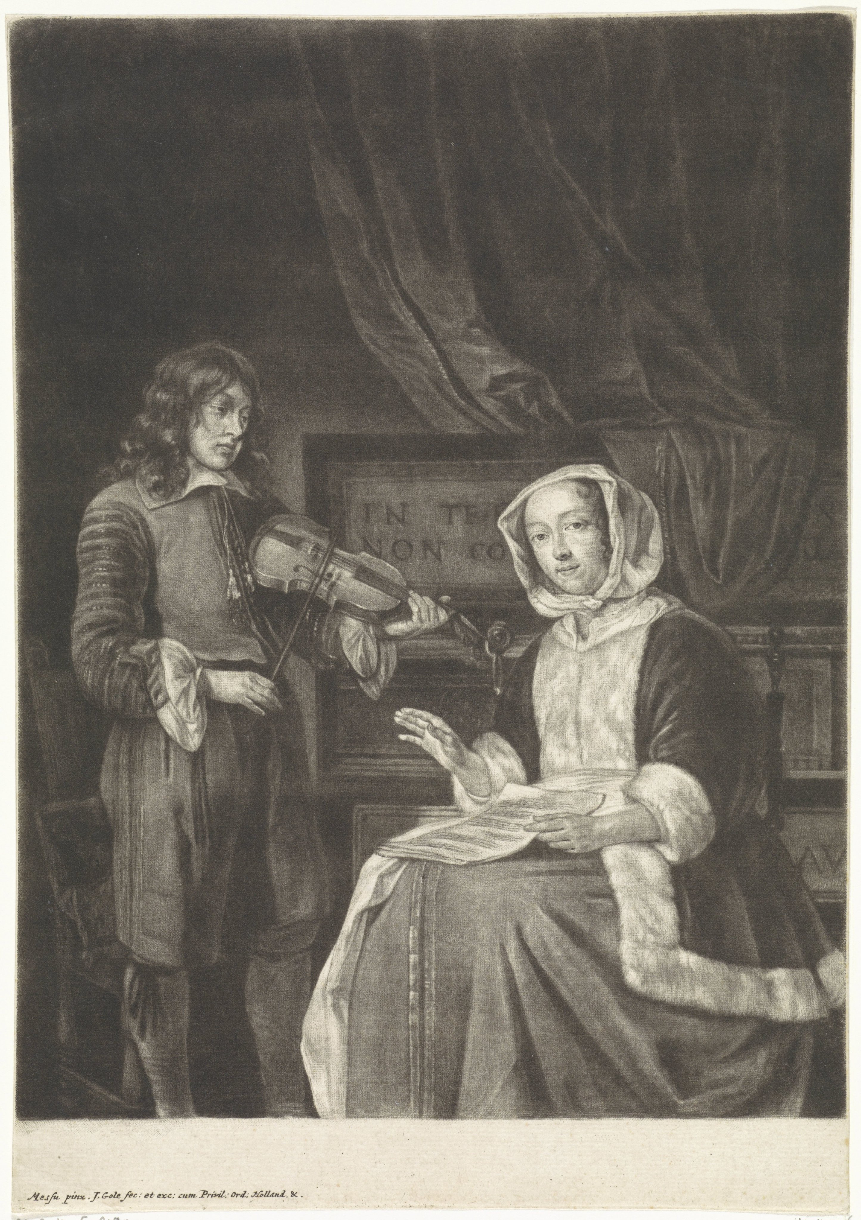 Man Playing a Violin and a Woman Singing