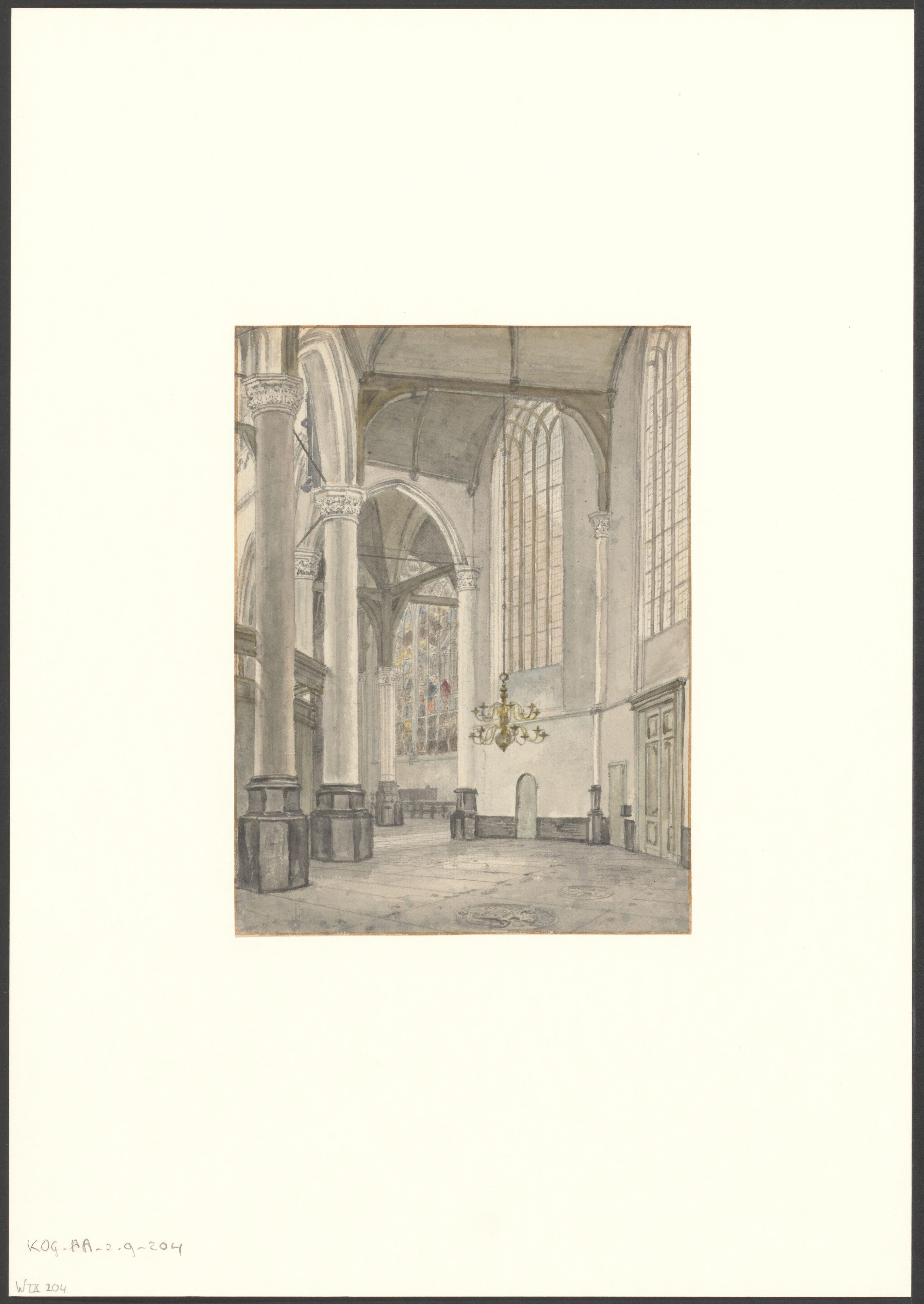 Interieur van de Oude Kerk met gezicht naar het Lieve Vrouw koor