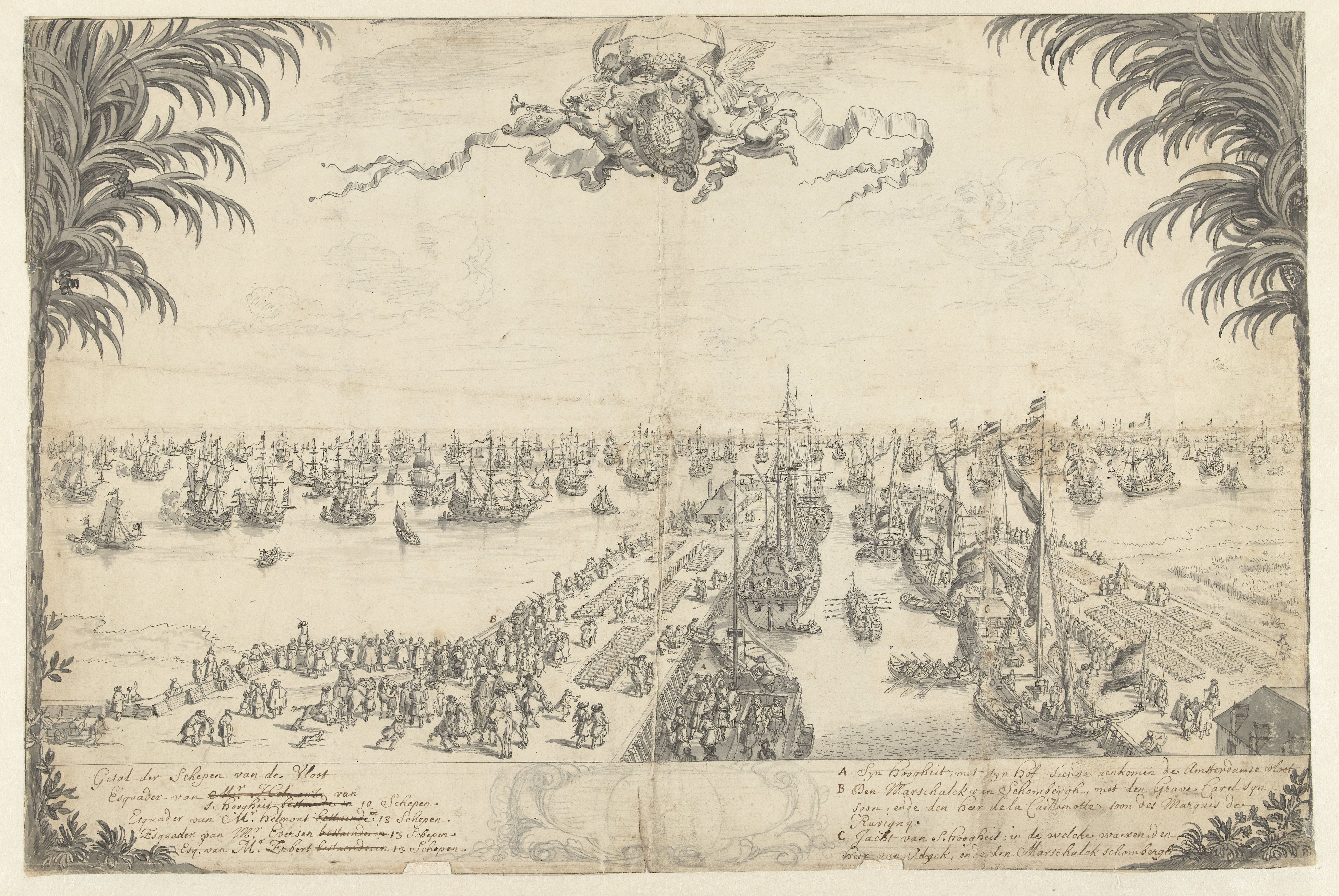 De vloot van de prins in de haven van Hellevoetsluis, 1688