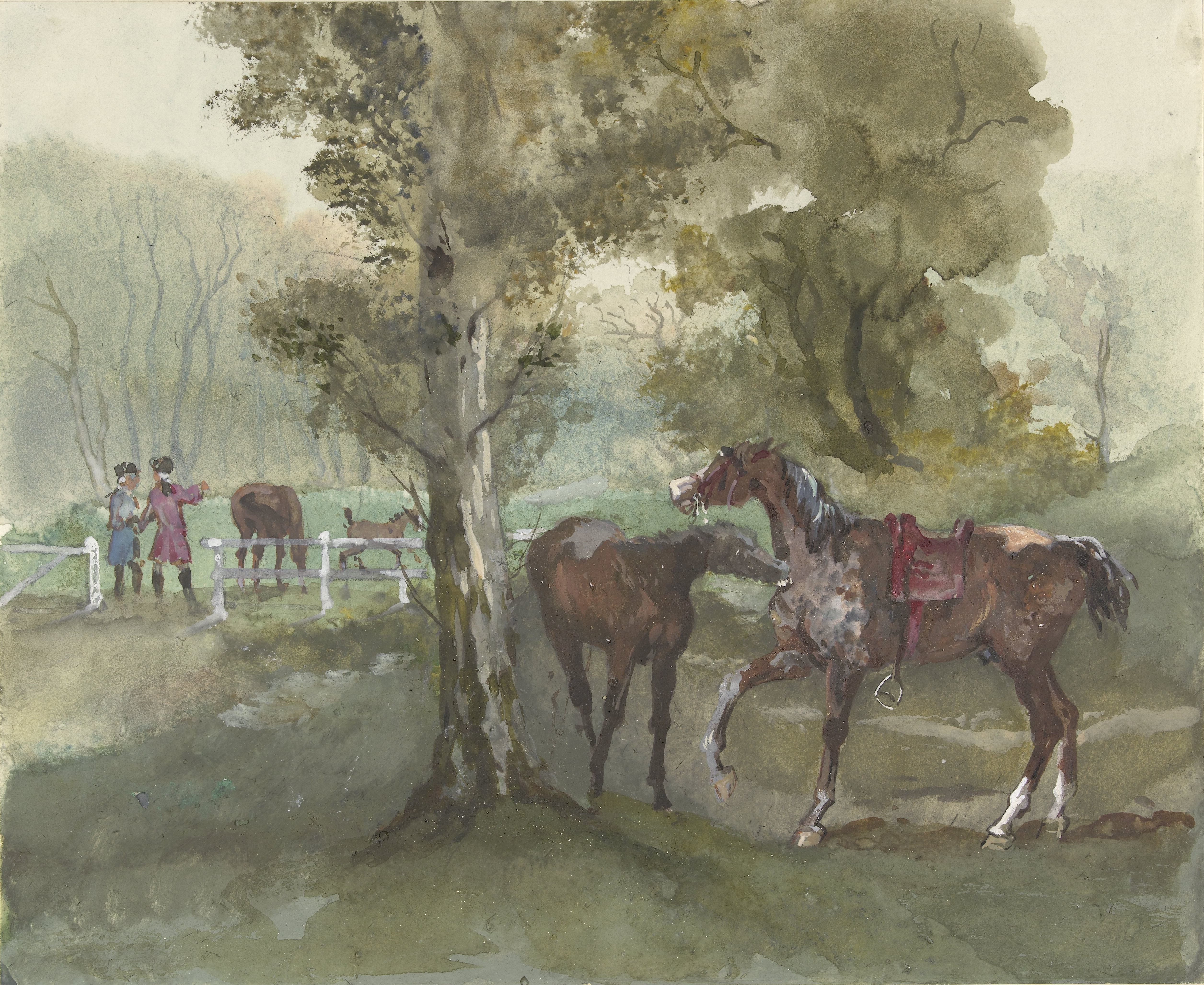 Paarden in de wei