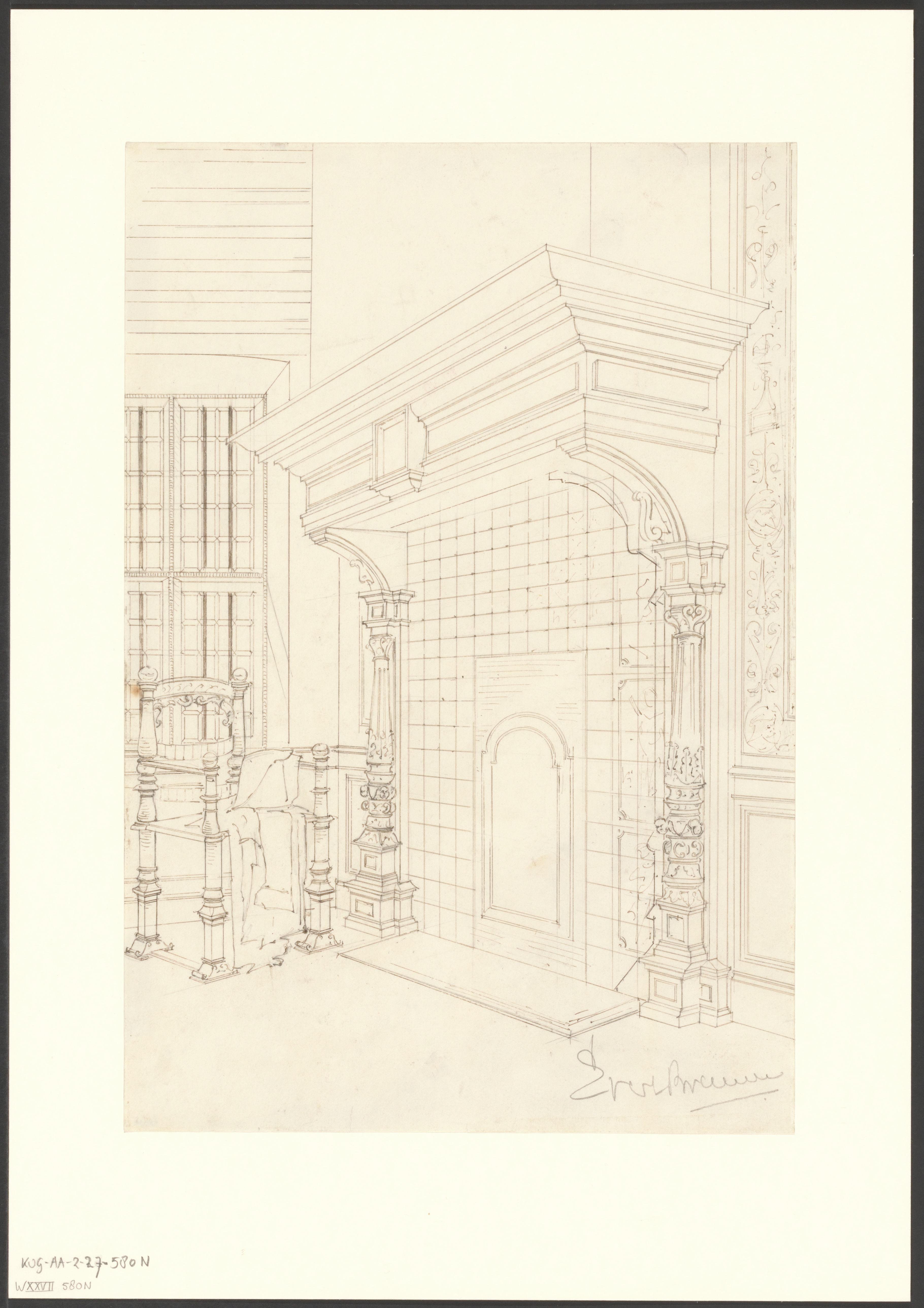 Gezicht op een schouw in Oud-Holland tijdens de Wereldtentoonstelling voor het Hotel- en Reiswezen in 1895