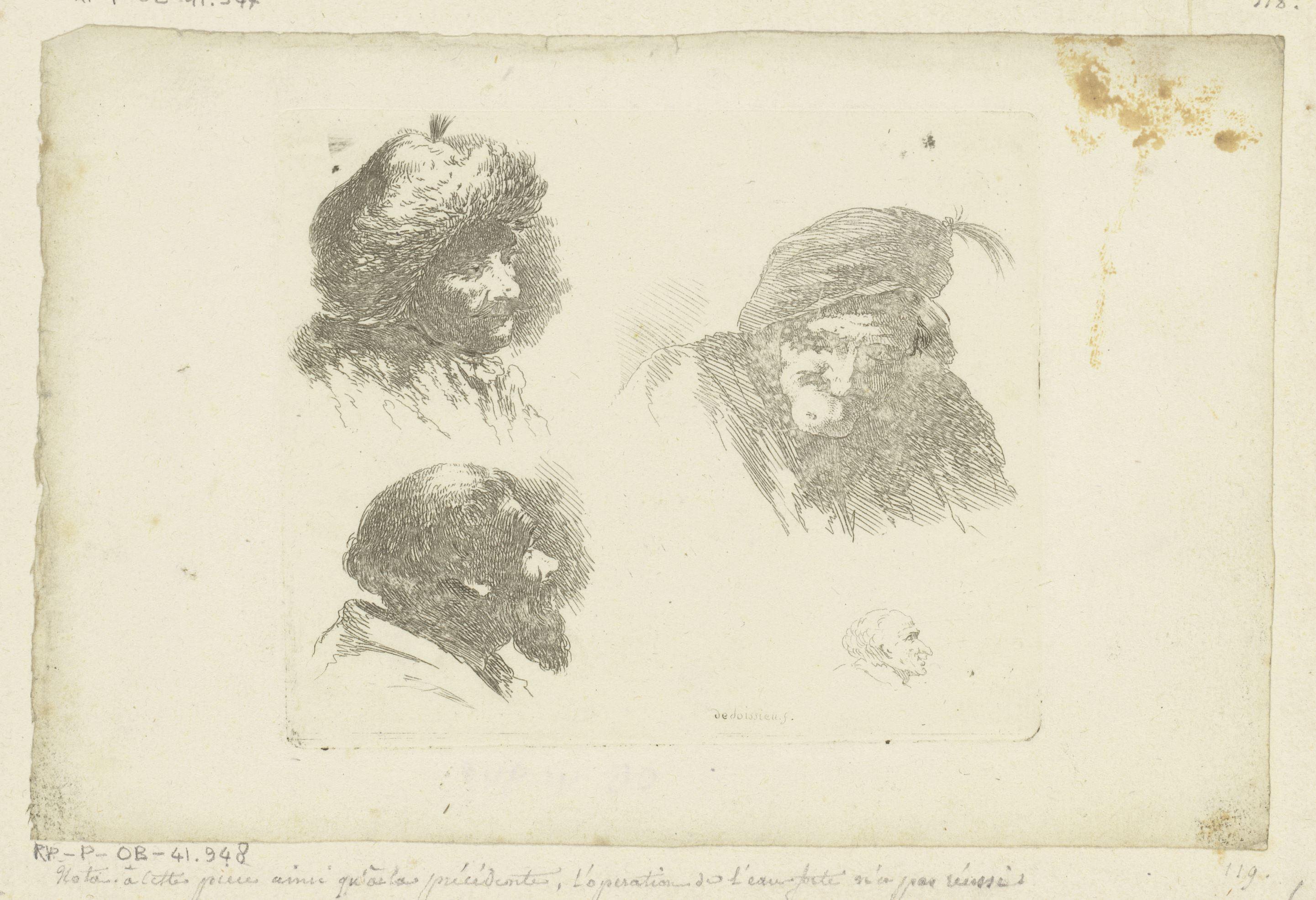 Compositie met vier hoofden van mannen van verschillende leeftijden