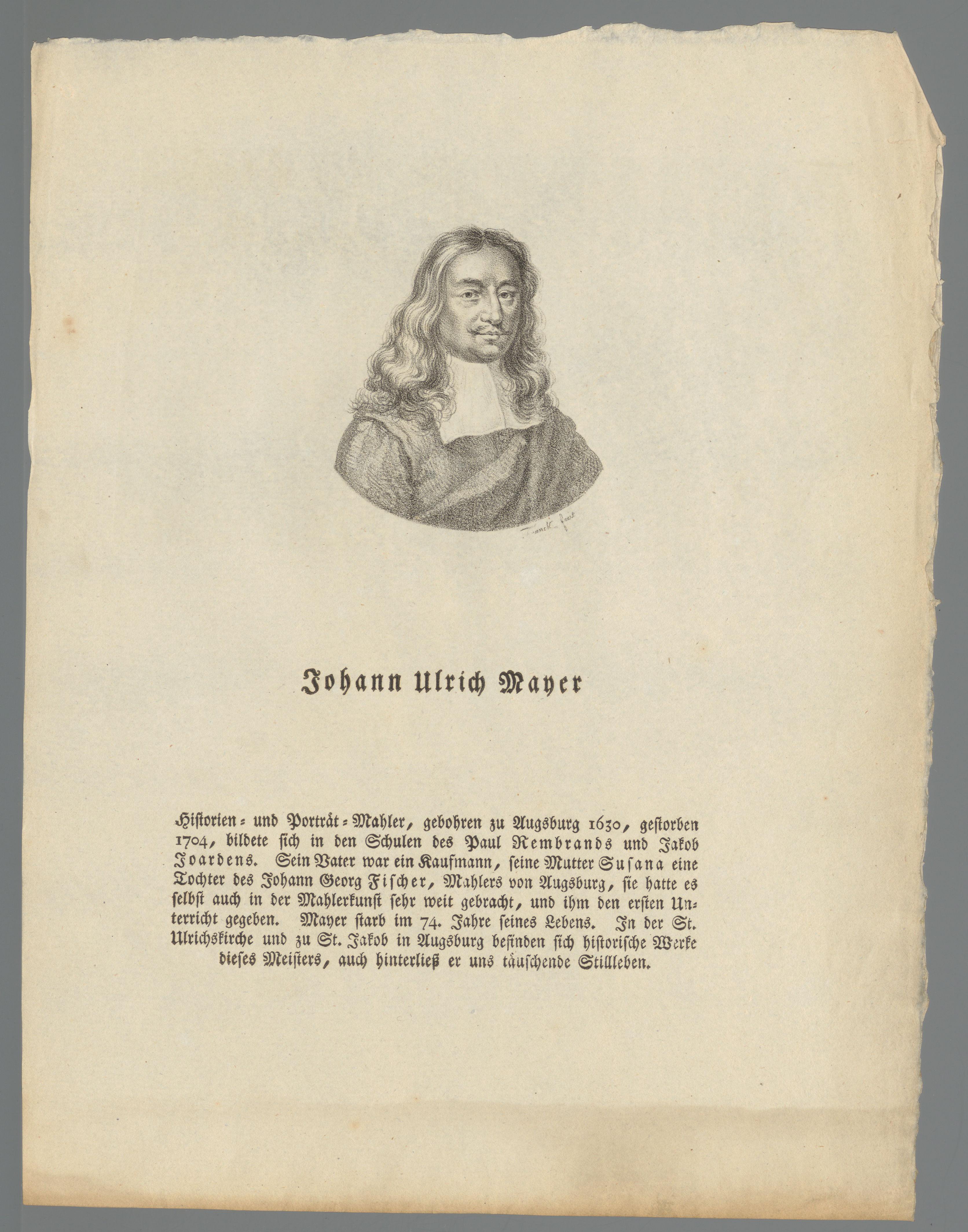 Portret van Johann Ulrich Mayr
