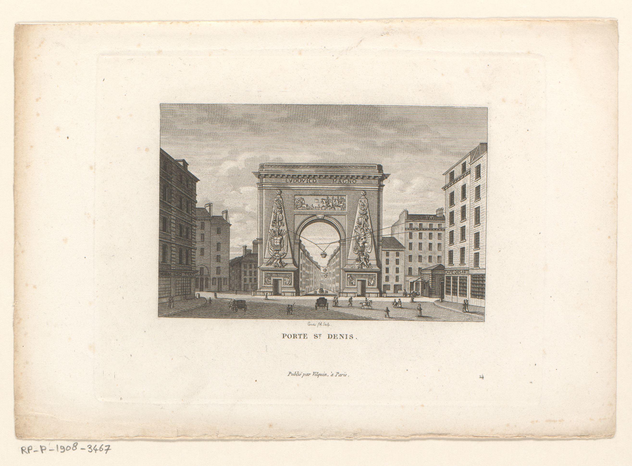 Gezicht op de Porte Saint-Denis te Parijs