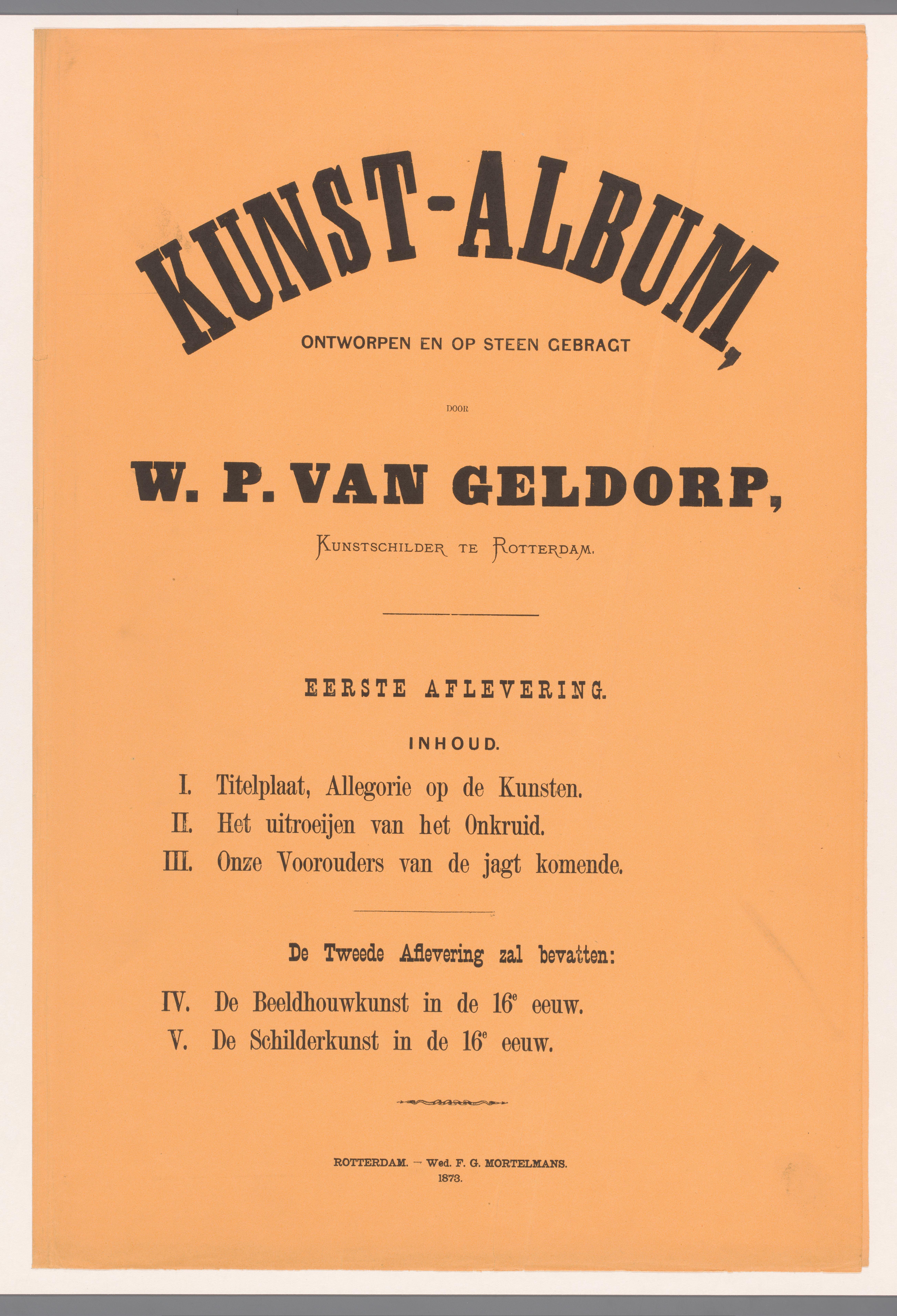 Omslag voor Kunst-Album door W. P. van Geldorp eerste aflevering 1873