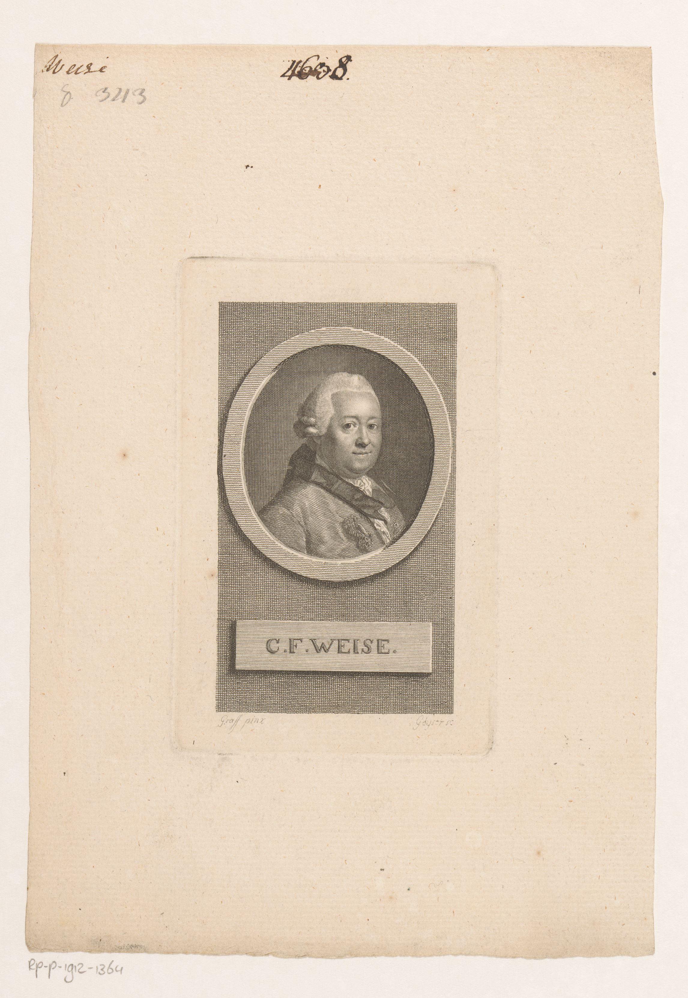 Portret van Christian Felix Weisse