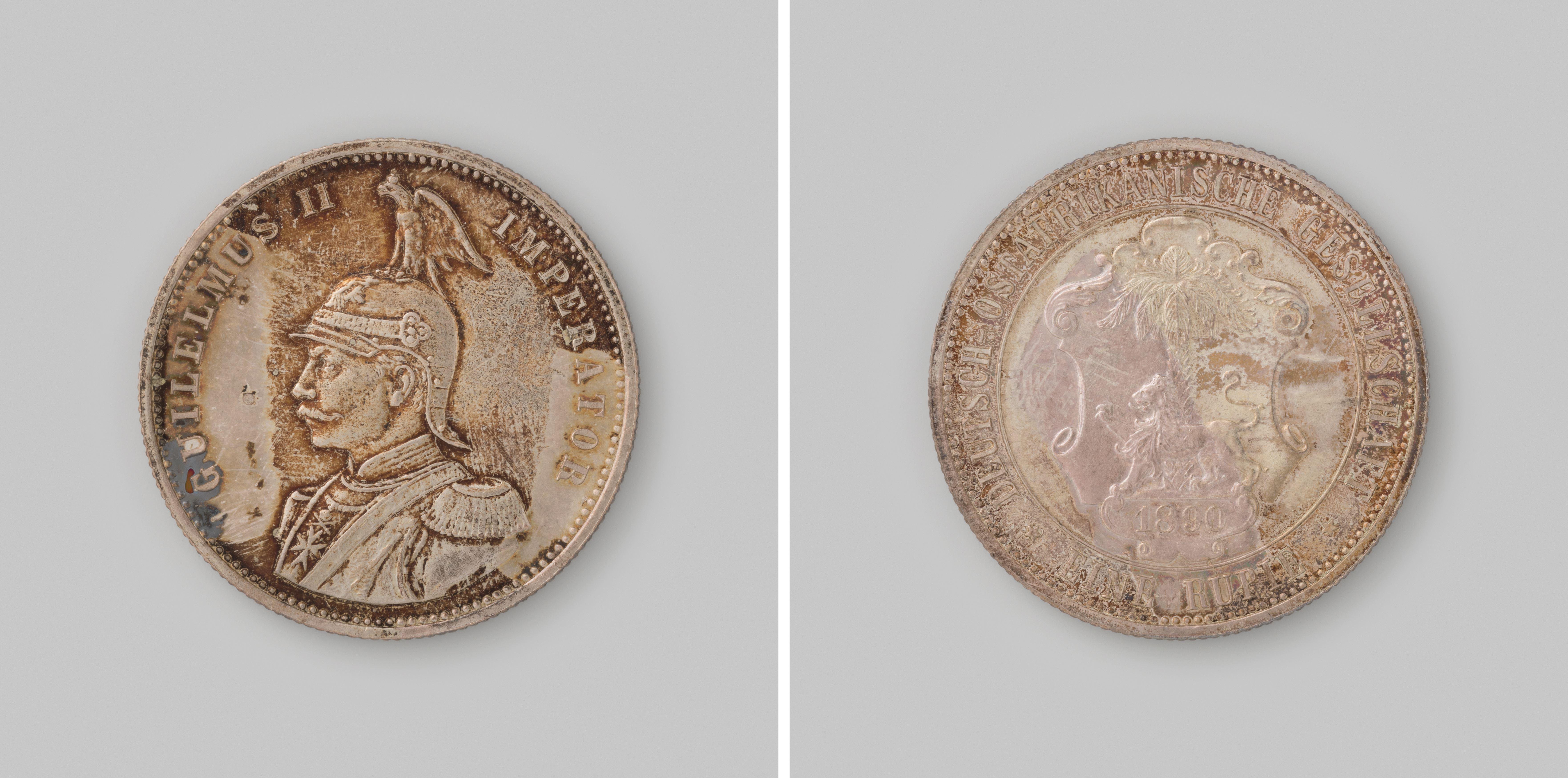 Rupie voor Duits Oost Afrika op naam van keizer Wilhelm II, 1890