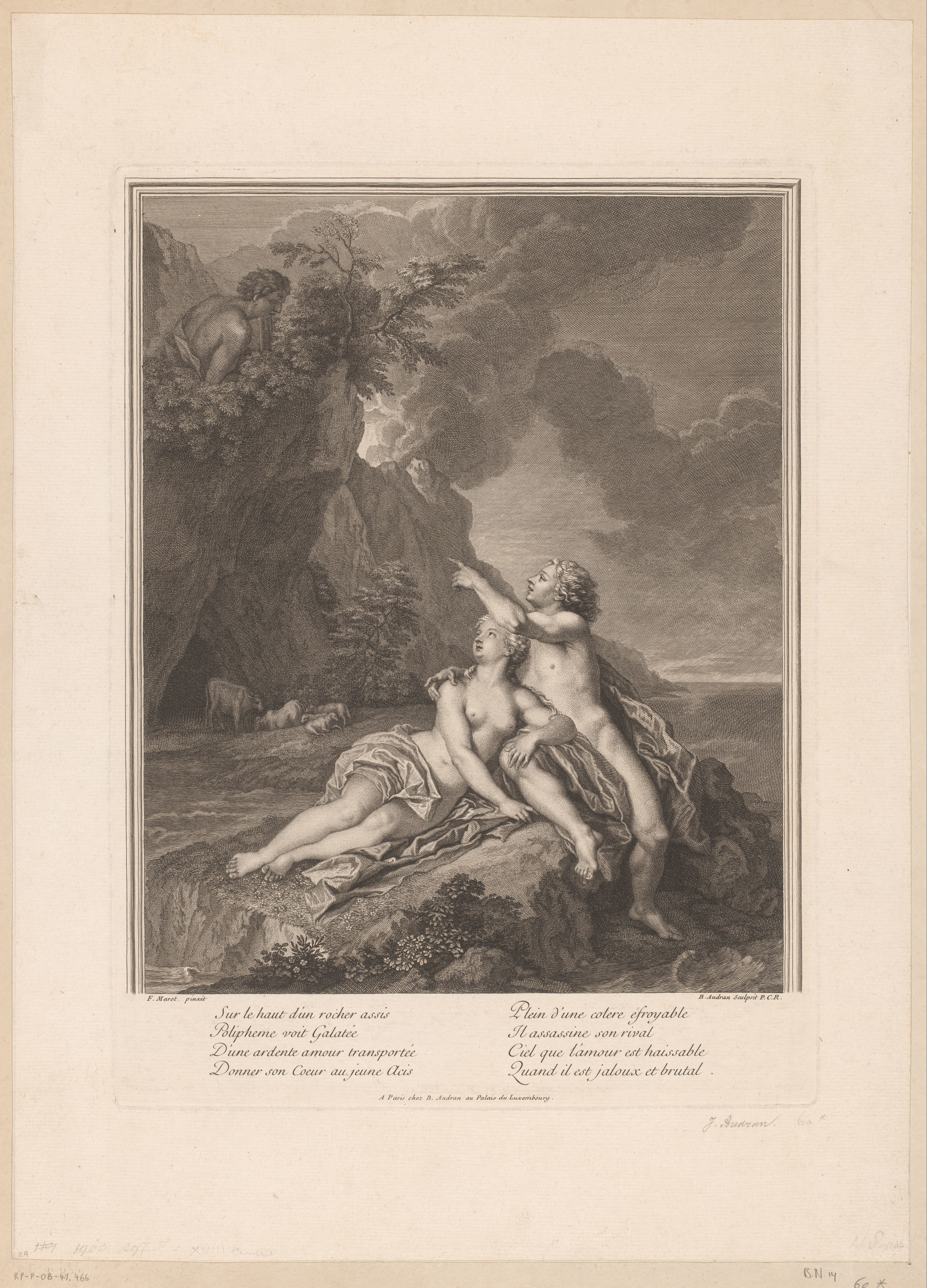 Galatea en Acis gadegeslagen door Polyphemus