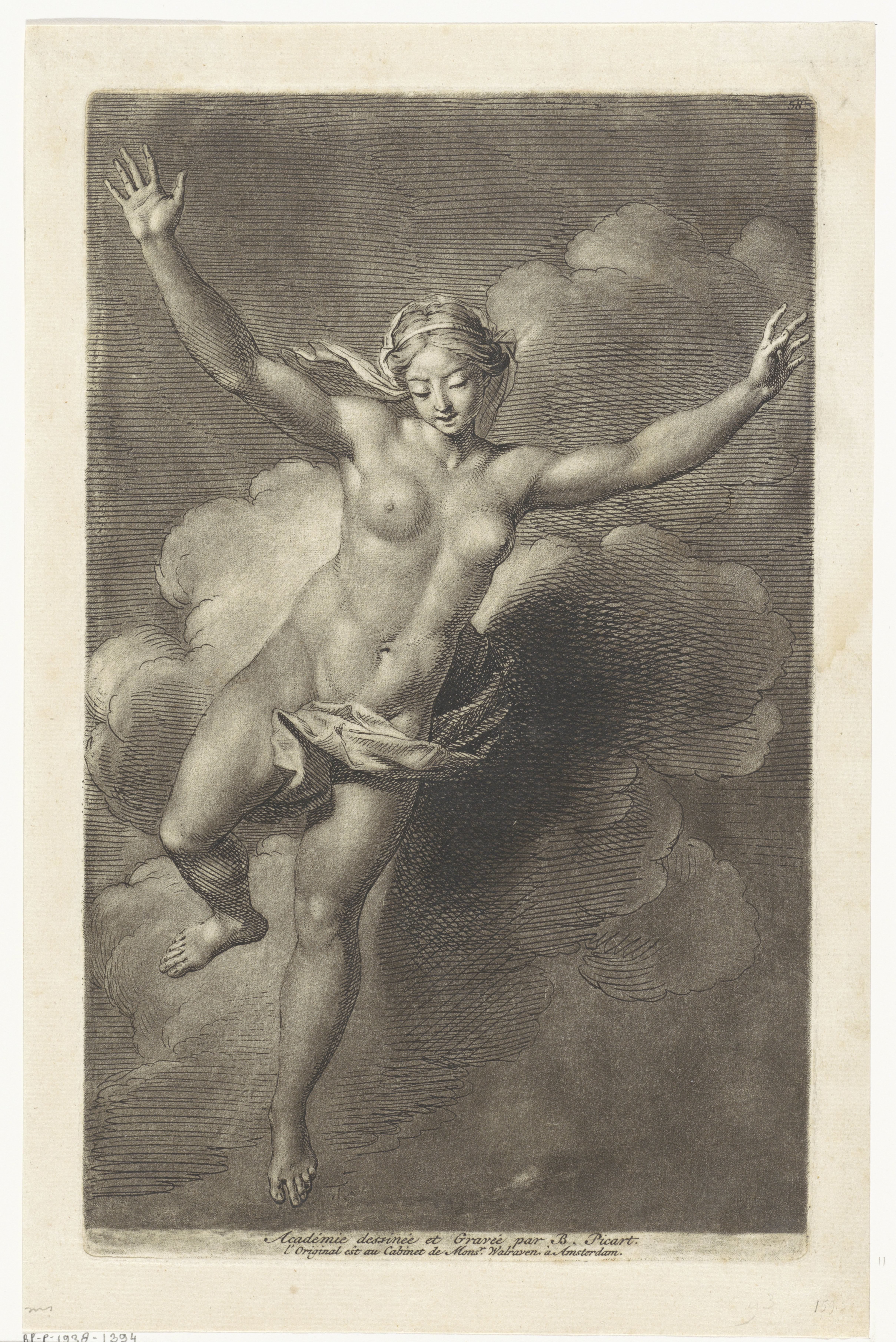 Naakte vrouw in de wolken