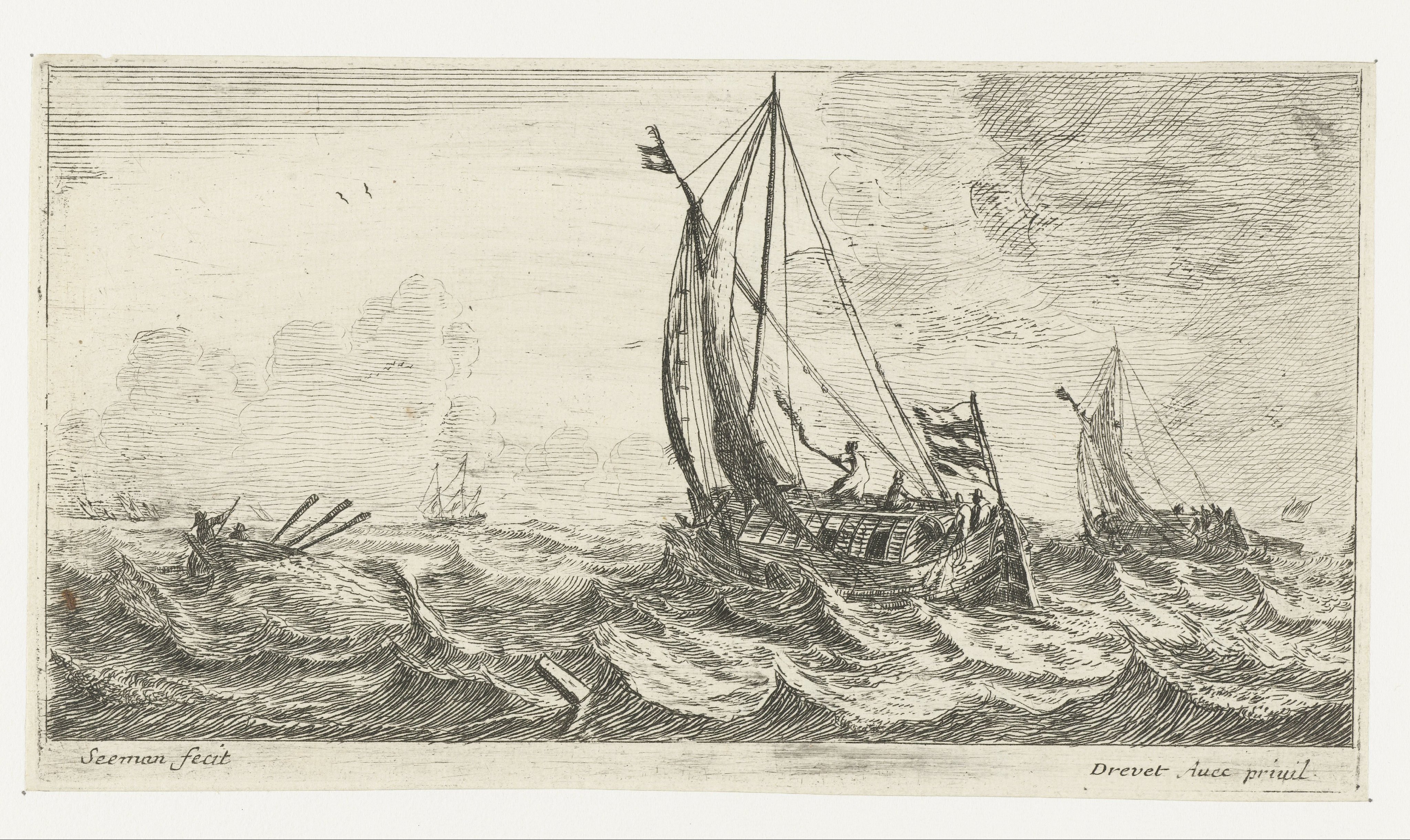 Veerschip op ruwe zee