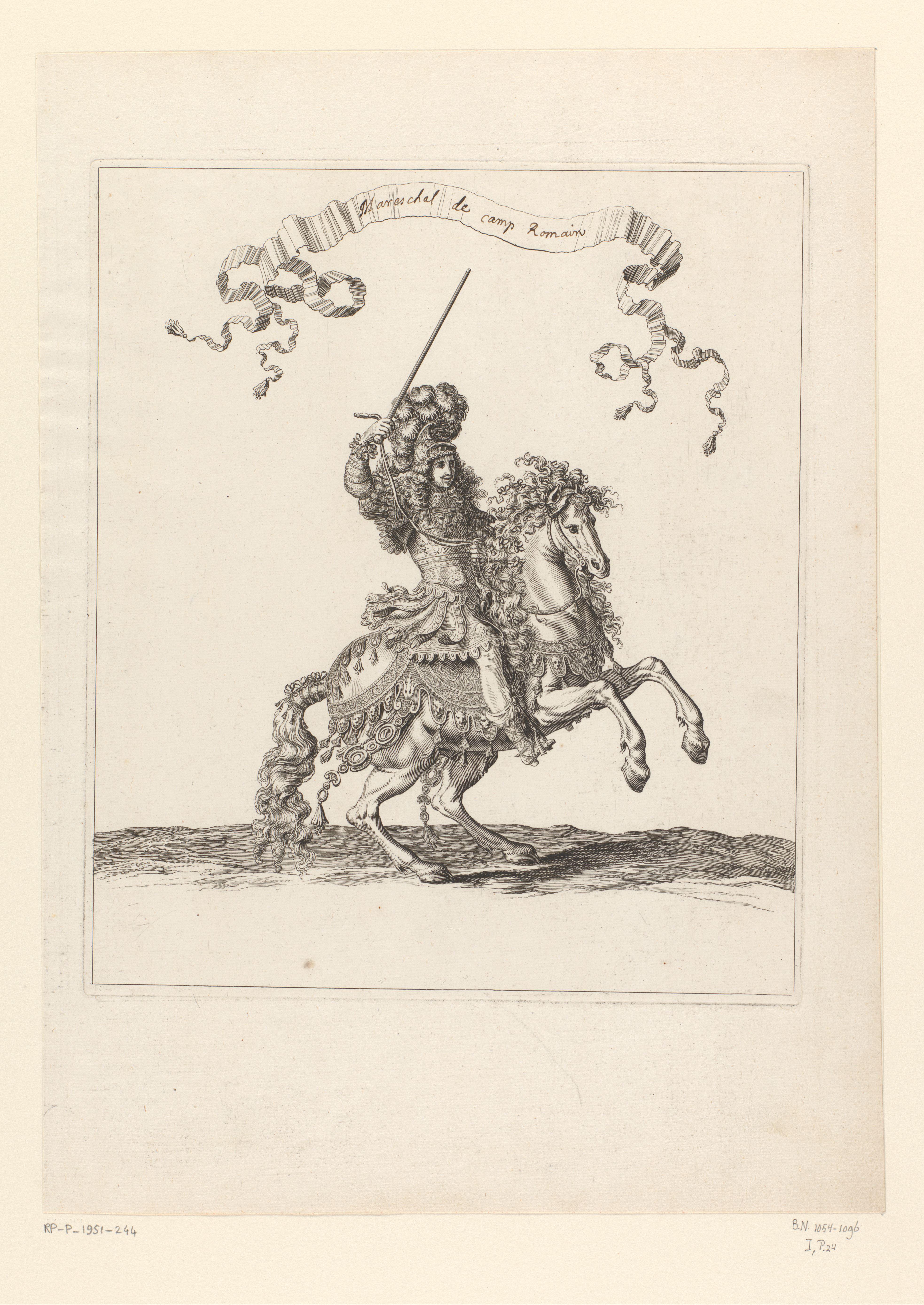 Aanvoerder te paard in Romeins kostuum