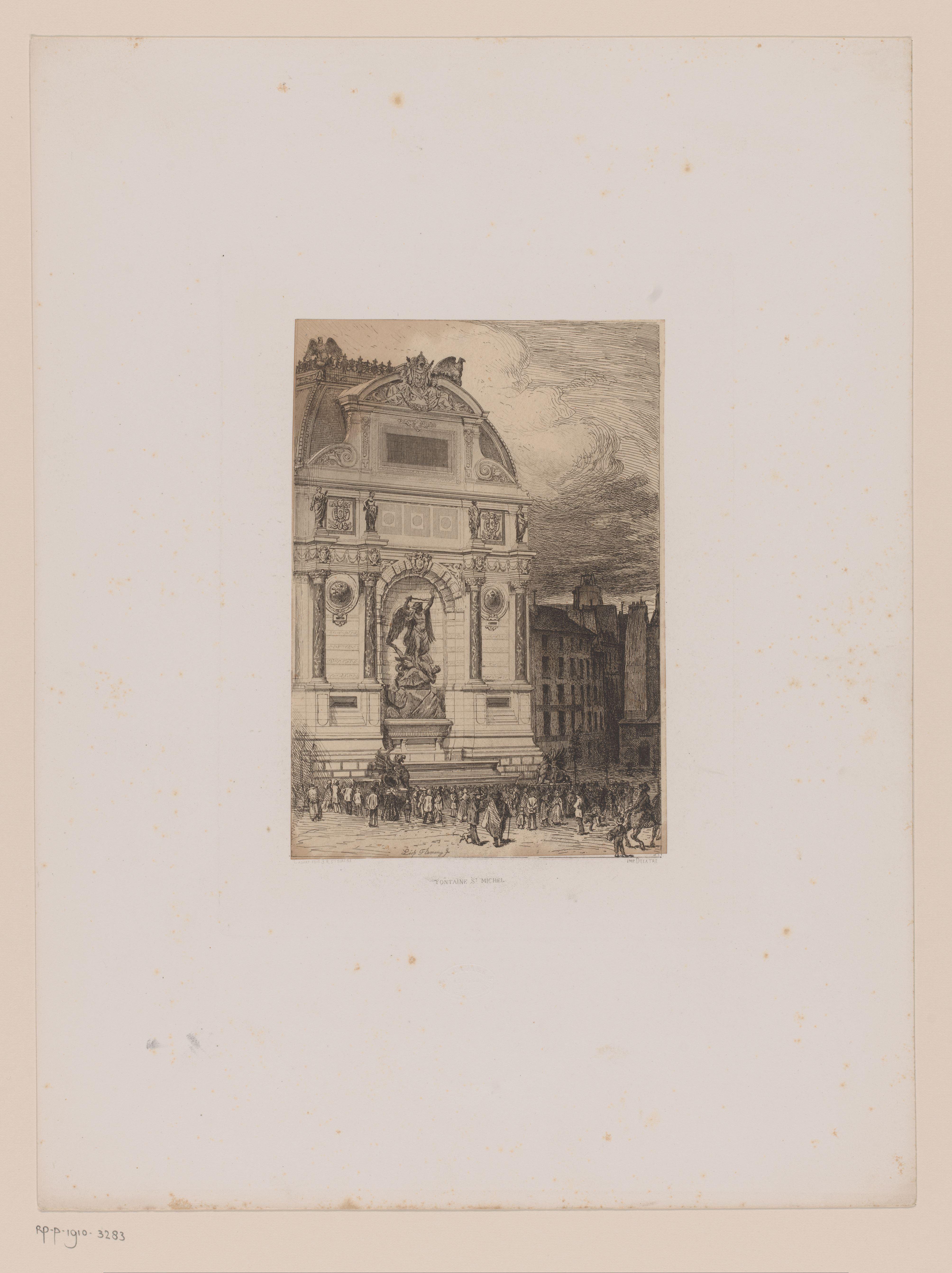 Gezicht op de Fontaine Saint-Michel in Parijs