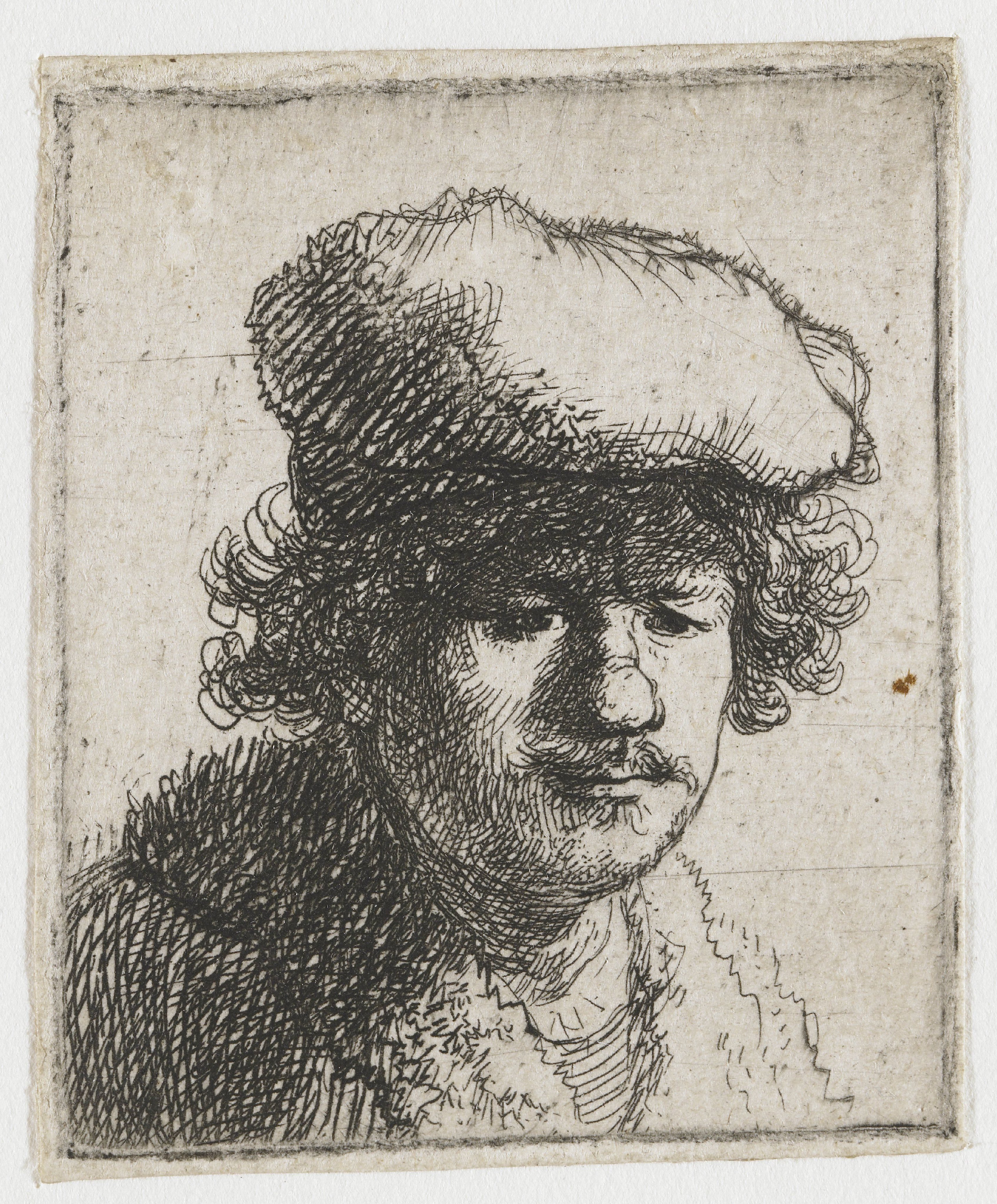 Self-portrait with cap pulled forward