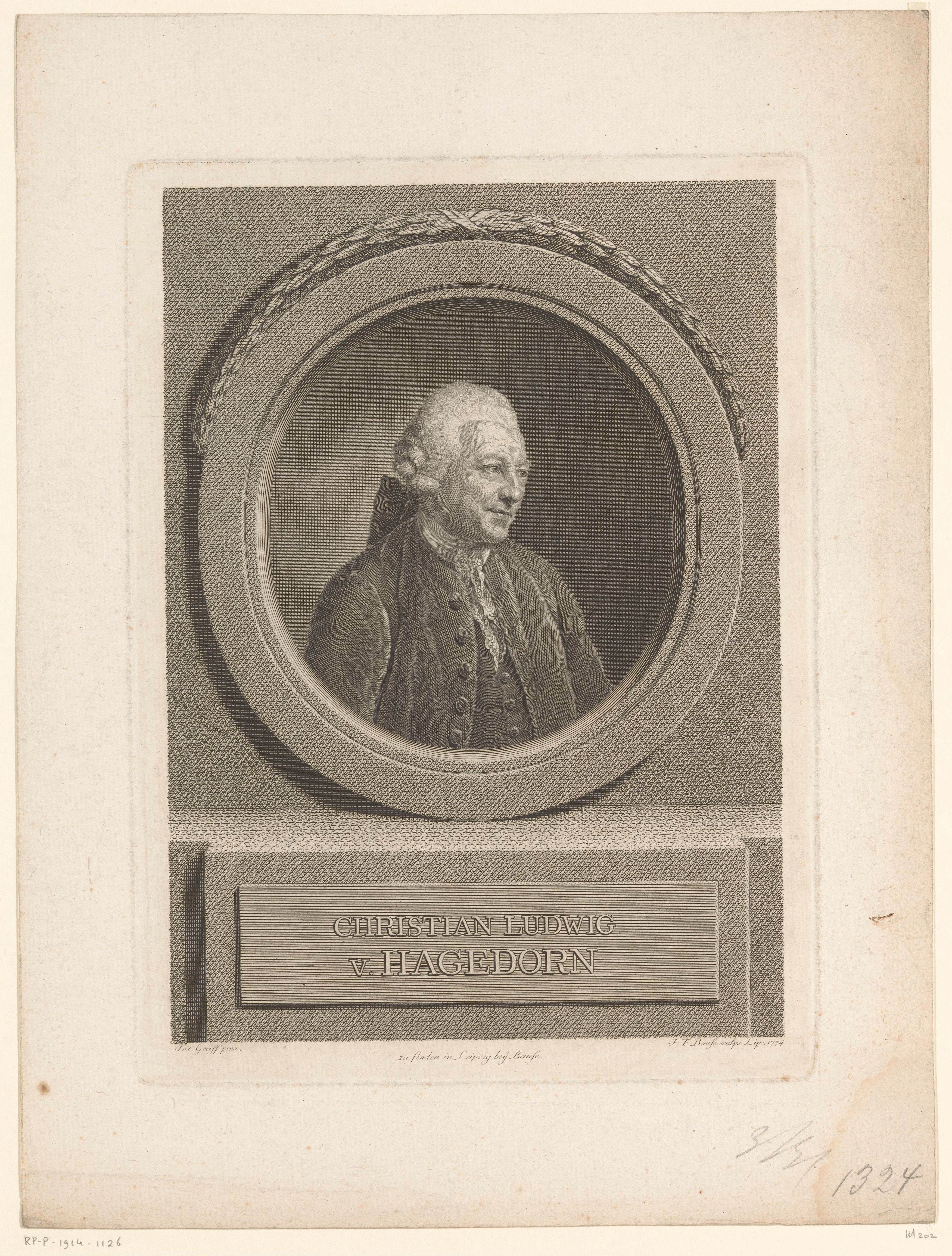 Portret van Christian Ludwig von Hagedorn