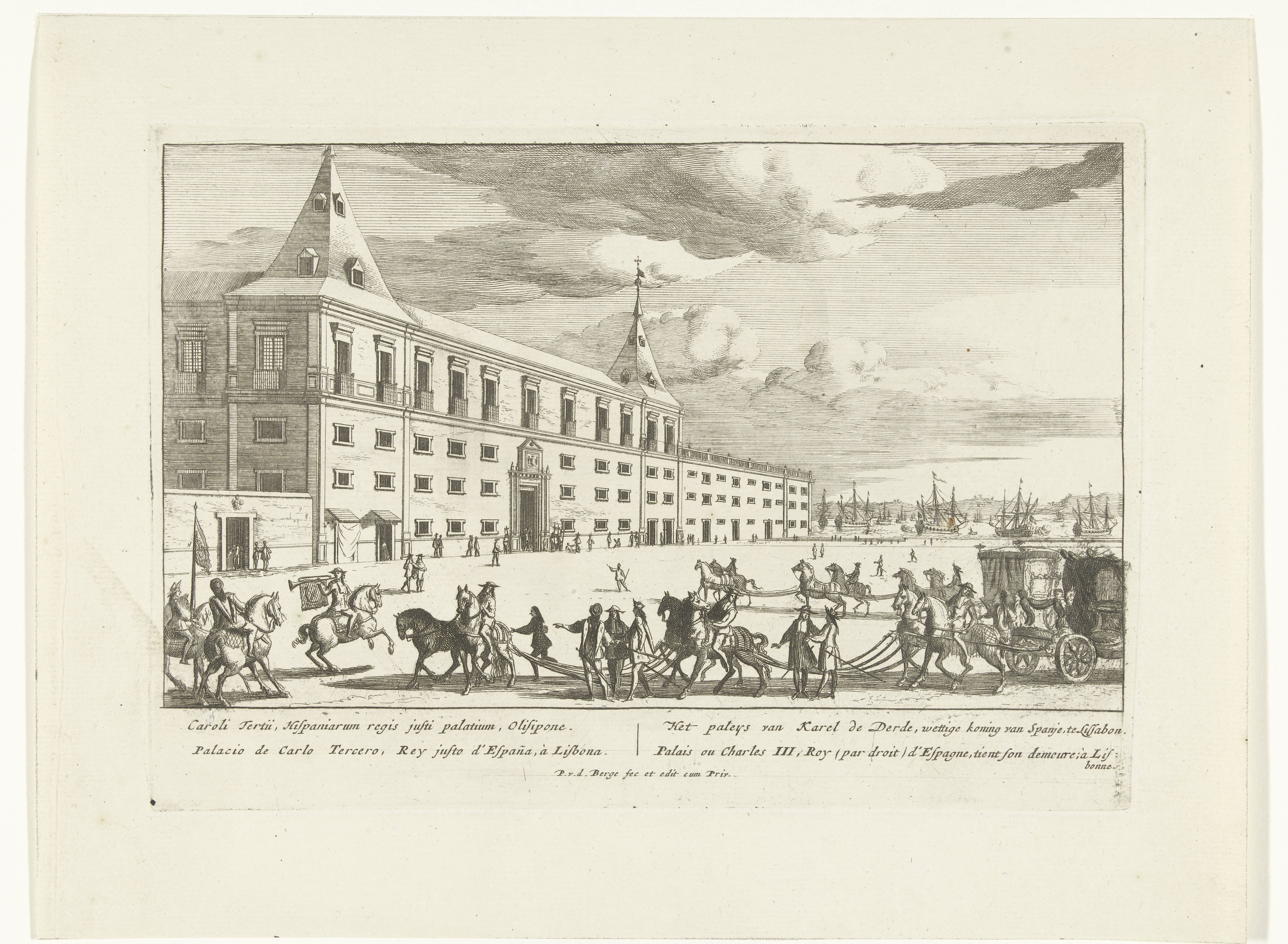 Gezicht op het paleis van Karel VI te Lissabon