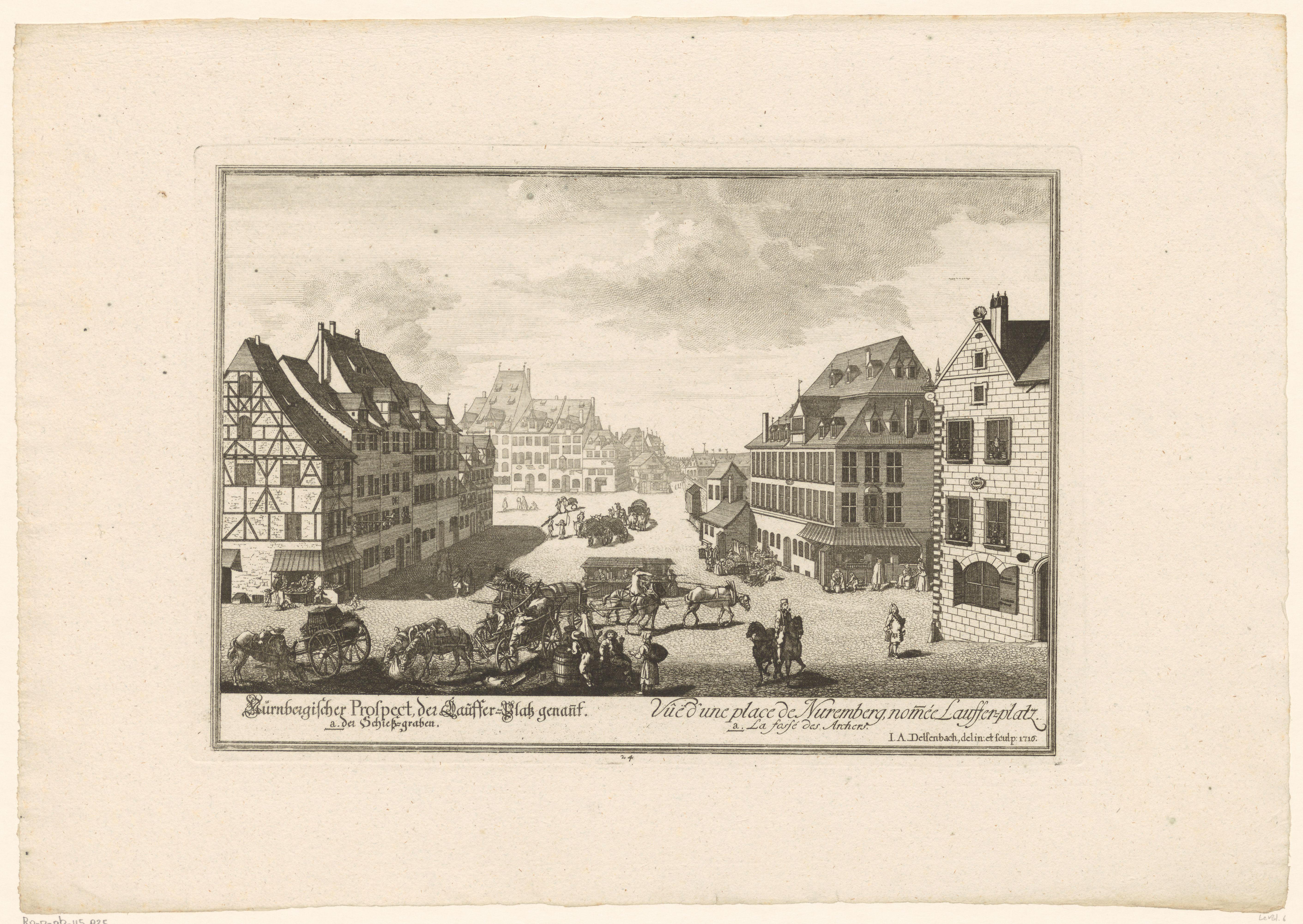 Gezicht op de Laufferplatz in Neurenberg