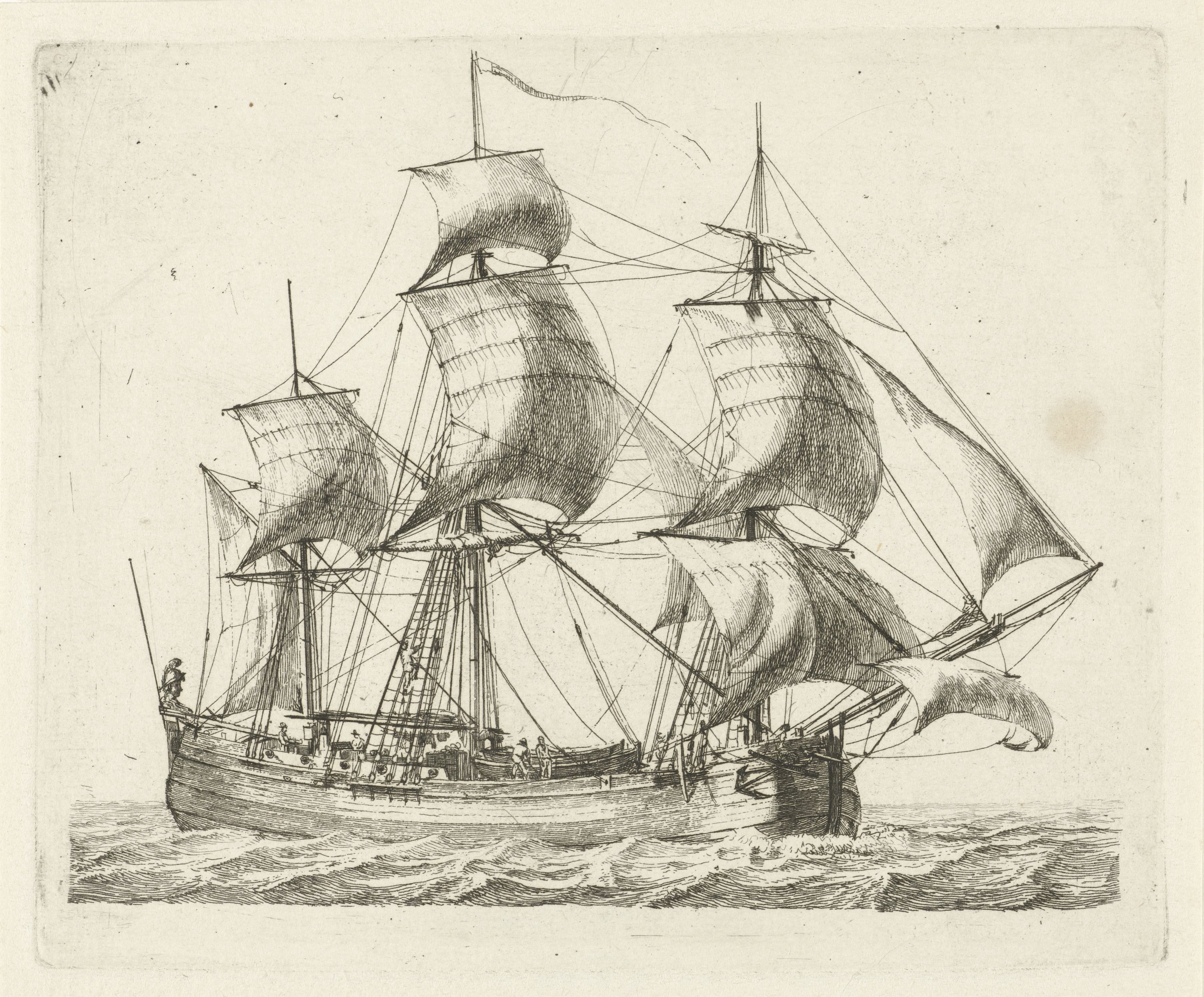 Driemaster met de wind in de zeilen