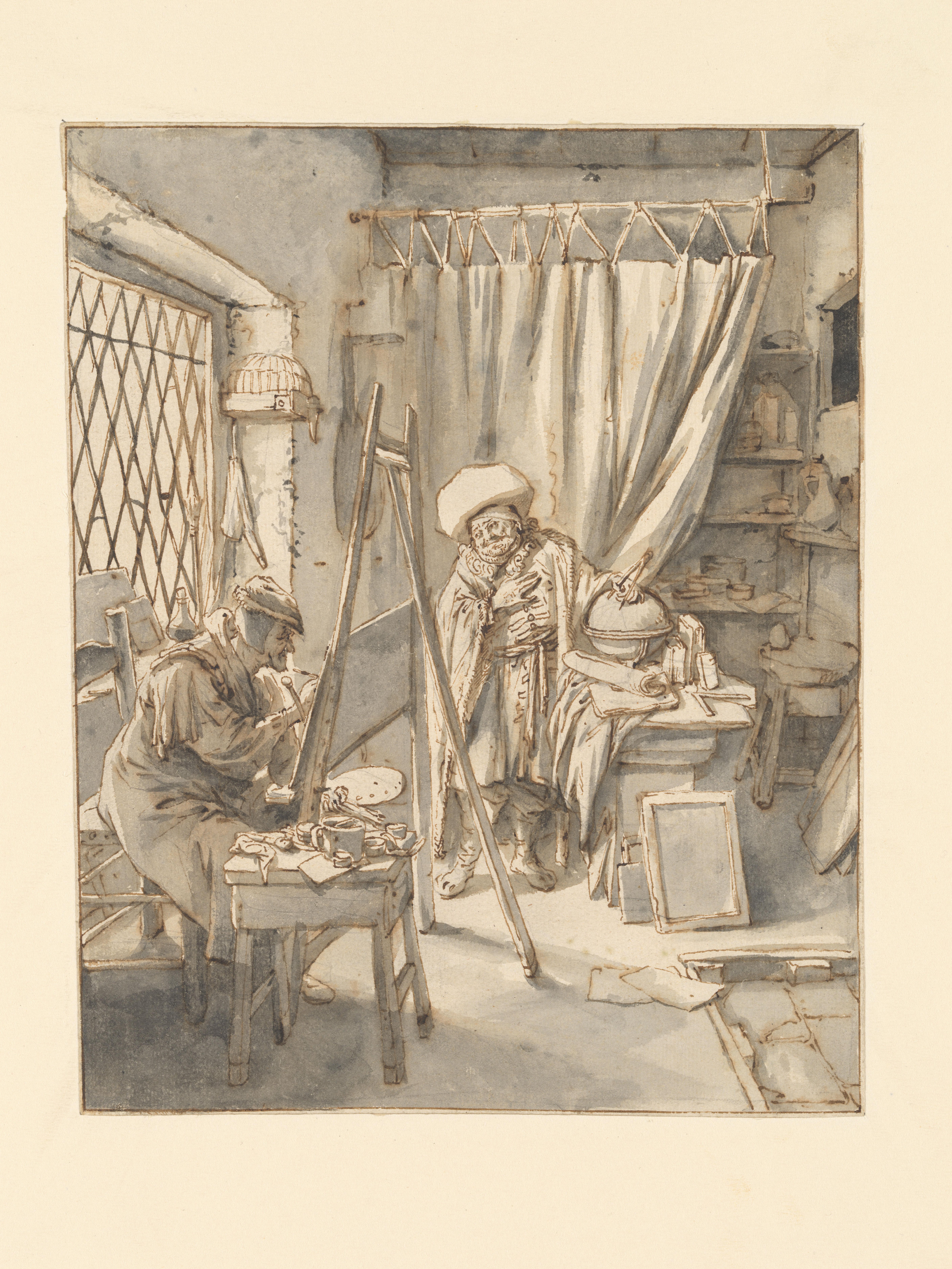 An Artist with a Model in his Studio