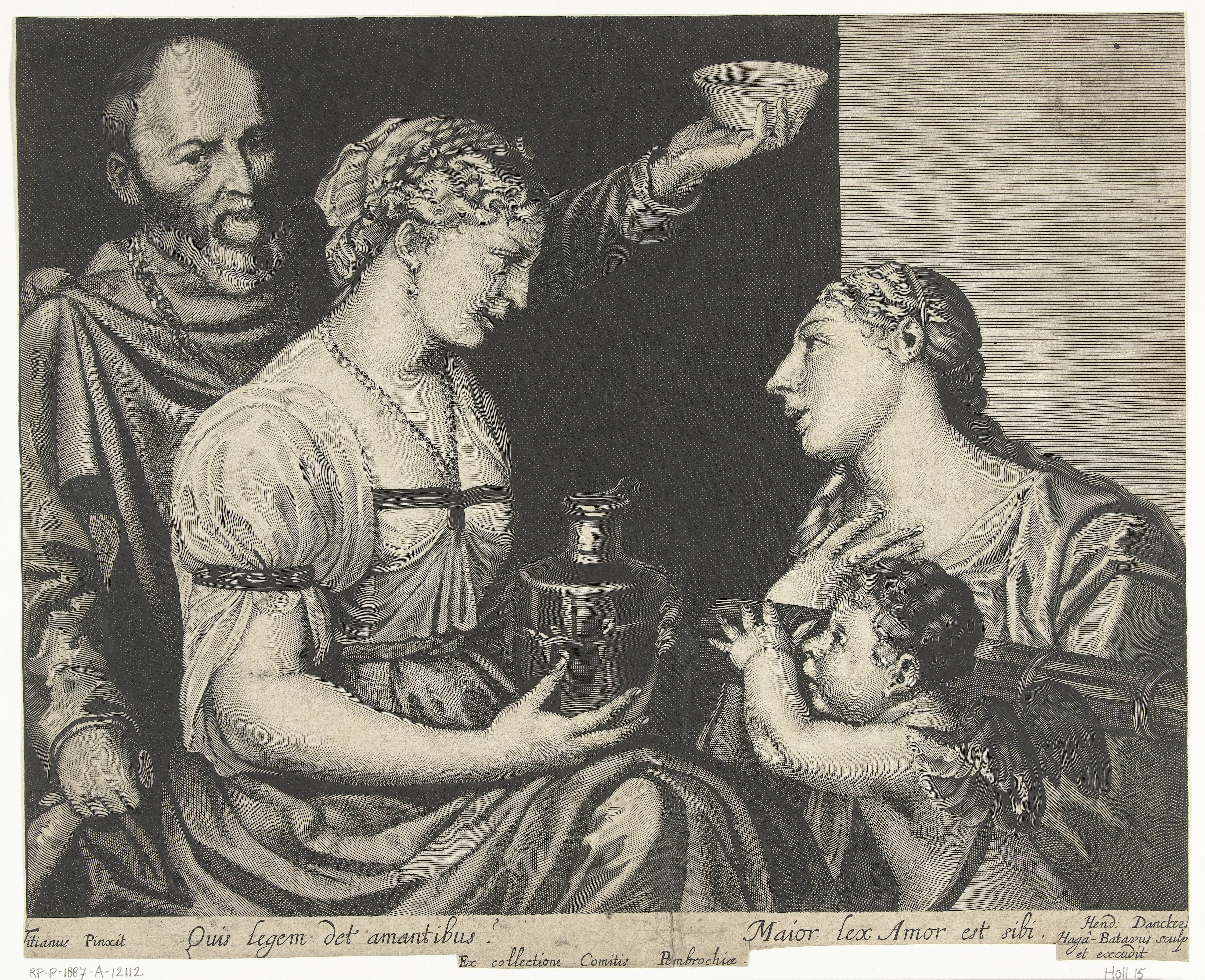 Twee geliefden met Amor en Venus