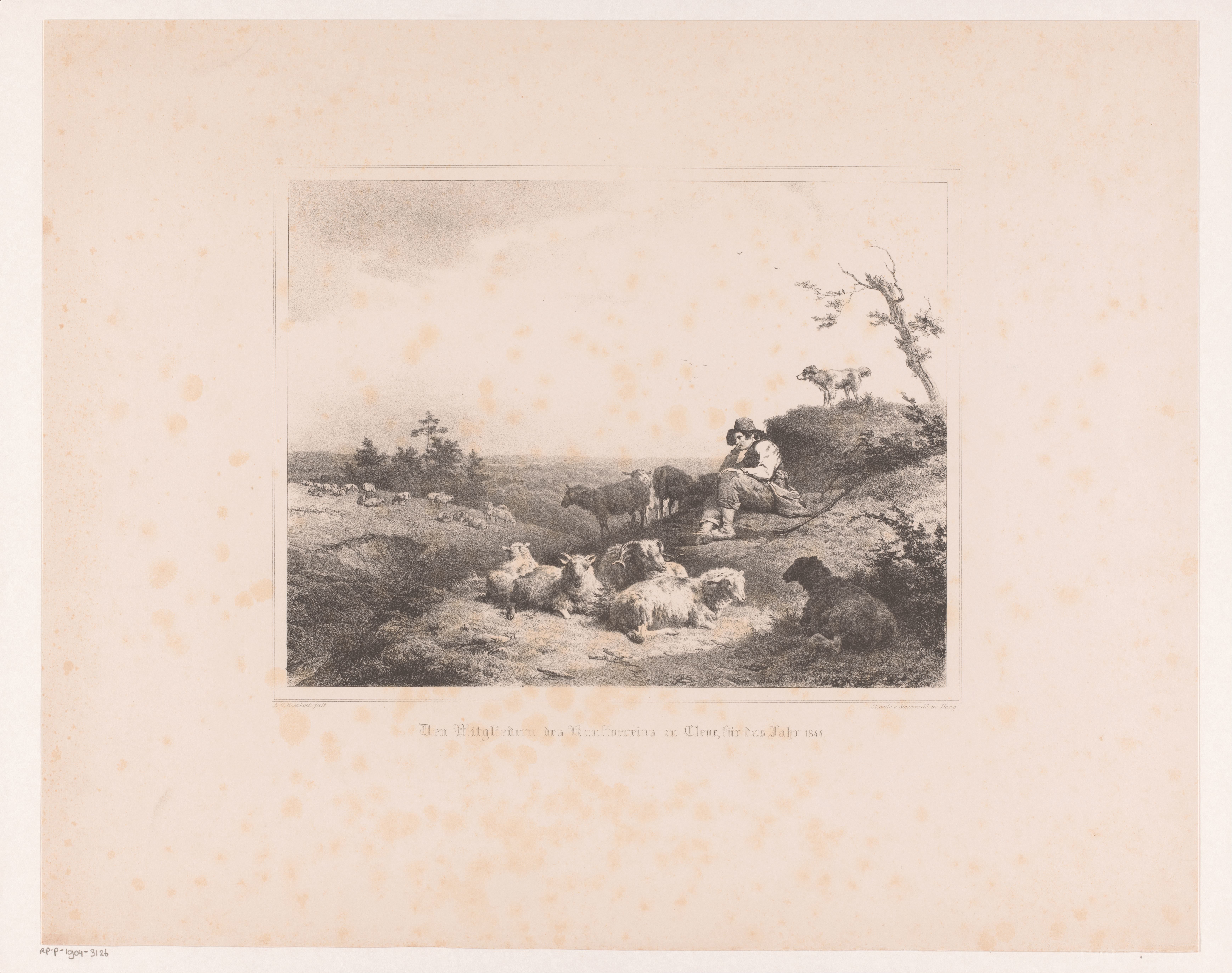 Heuvellandschap met herder en kudde