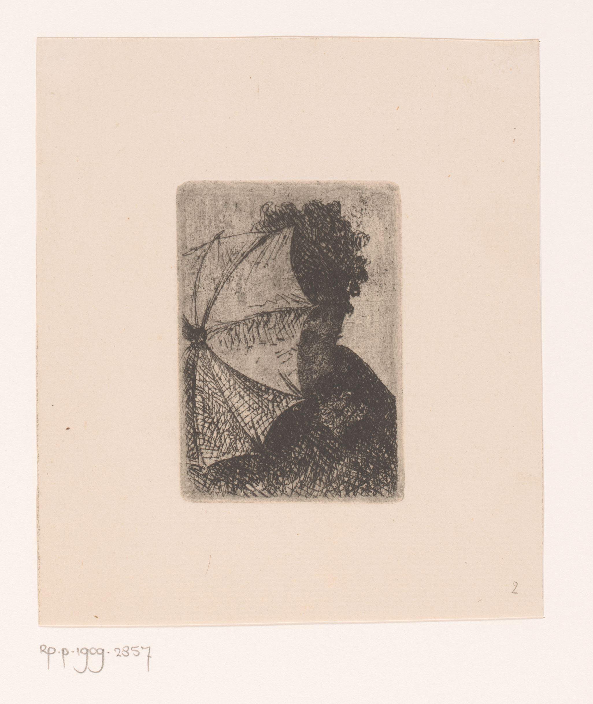 Jonge vrouw met een parasol