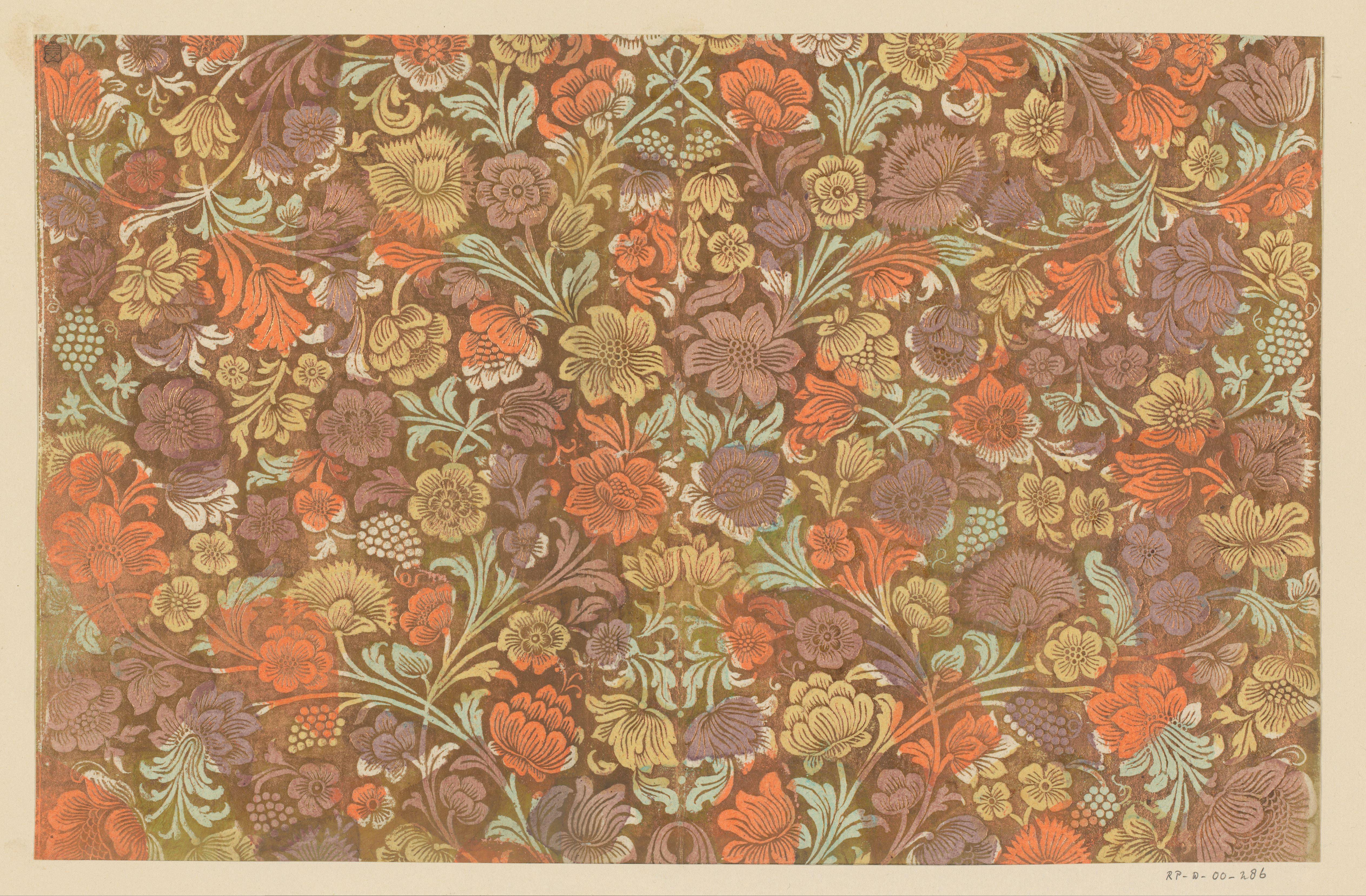 Blad met bloemen en vruchten