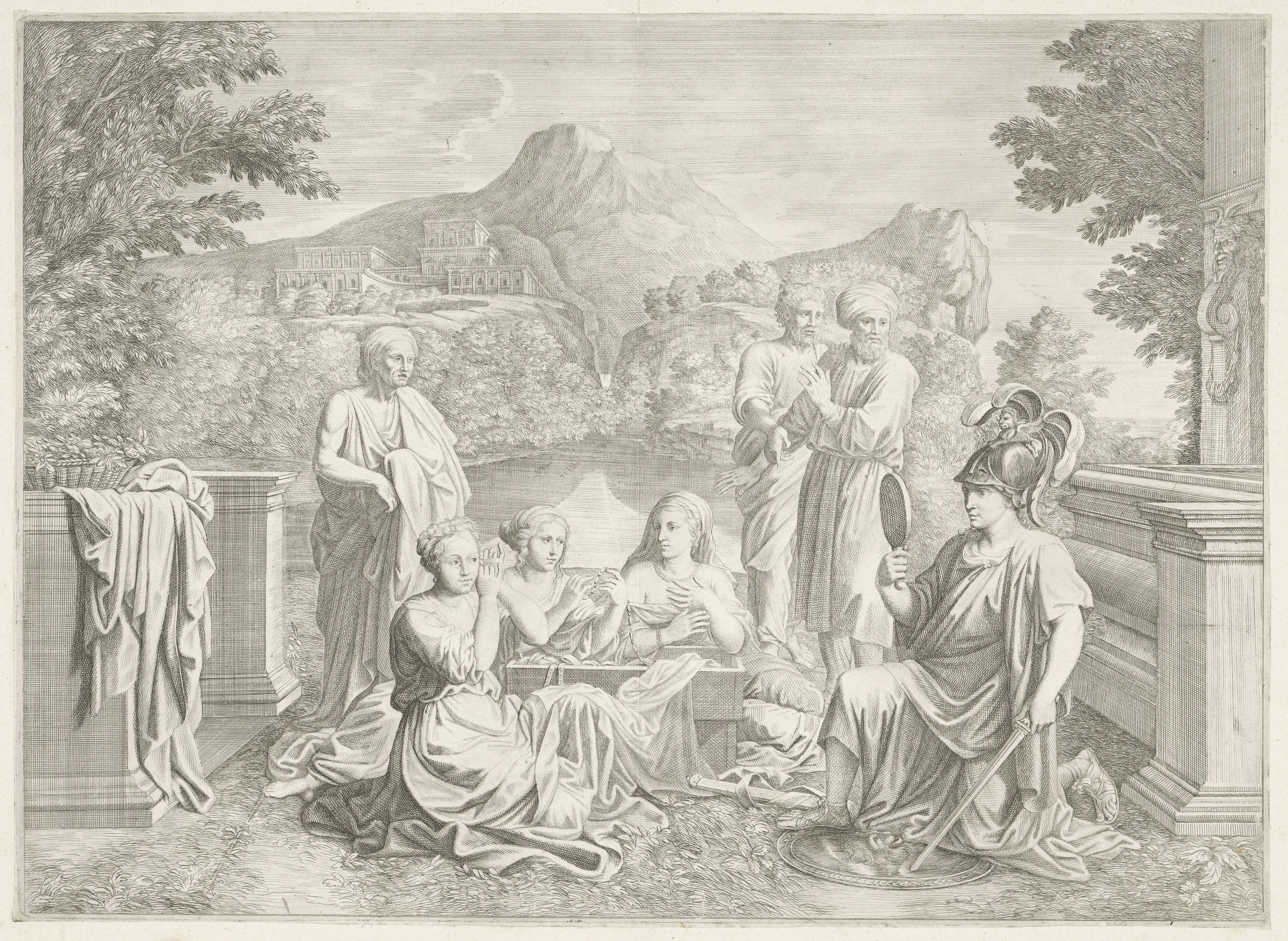 Achilles door Odysseus herkend temidden van de dochters van Lycomedes