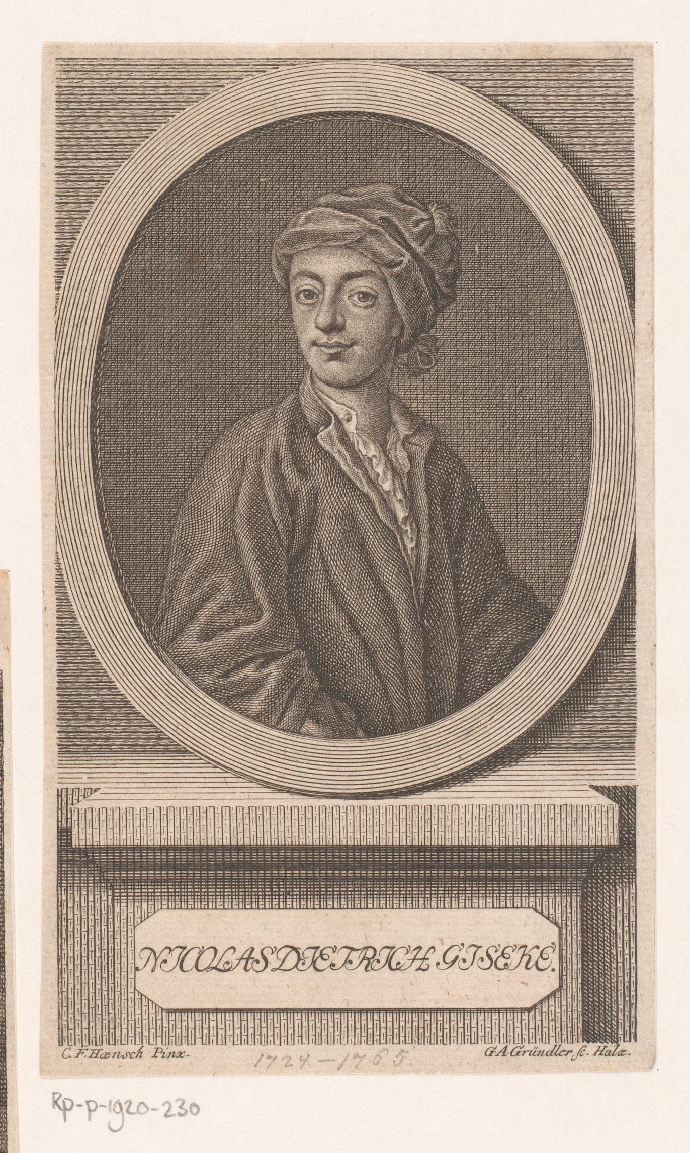 Portret van Nicolaus Dietrich Giseke