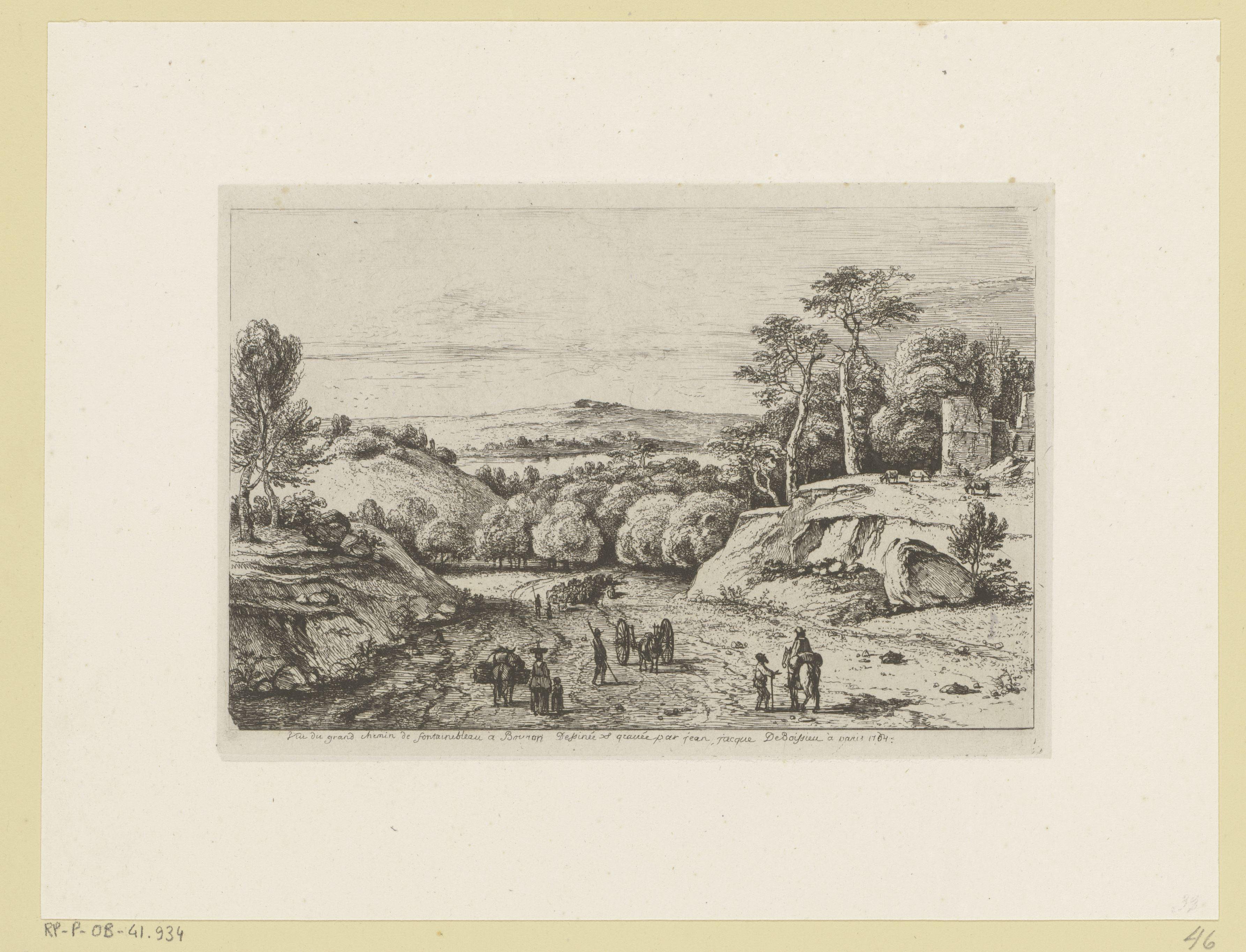 Gezicht op de weg van Fontainebleau naar Bourron
