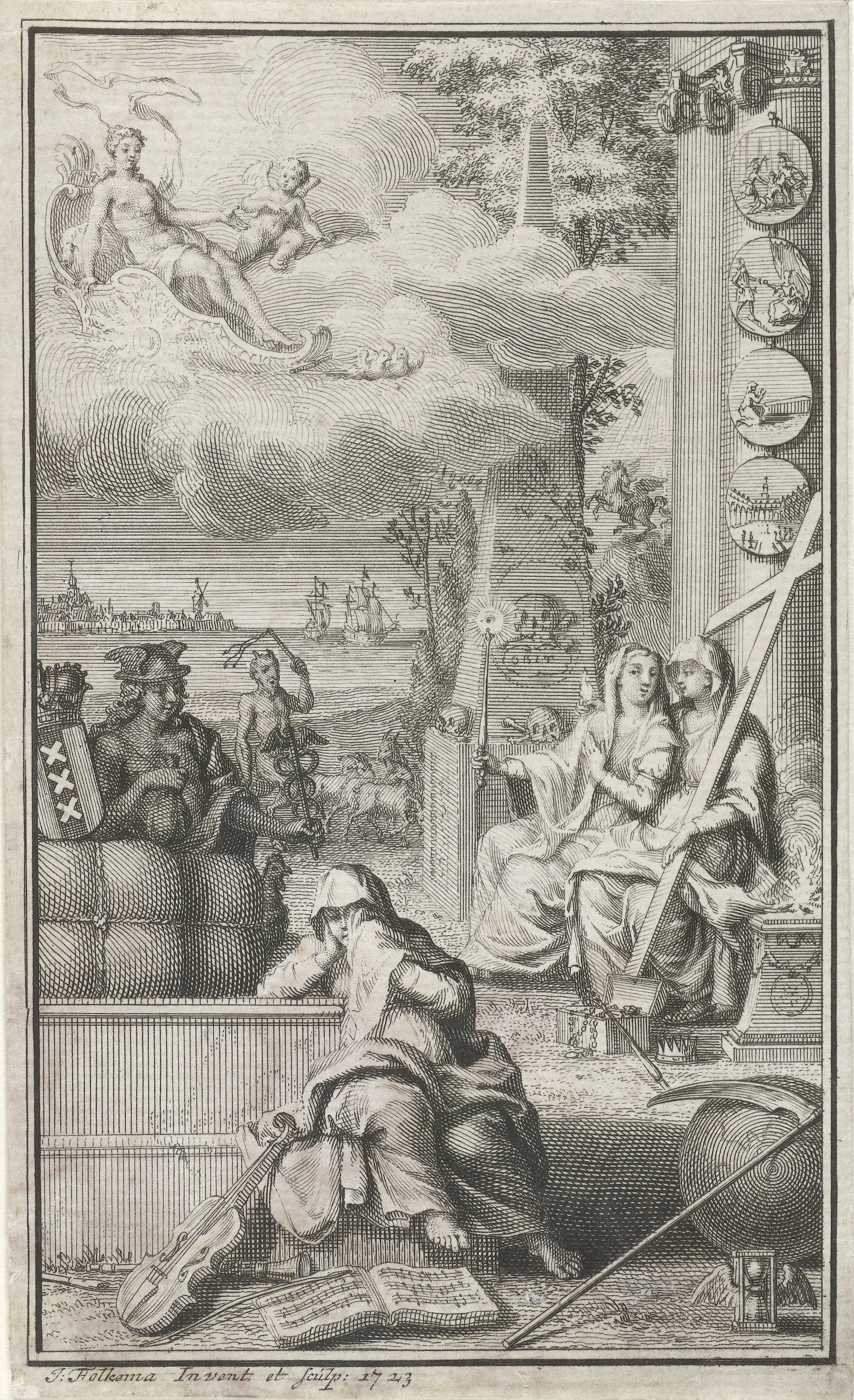 Allegorische figuren bij een grafmonument