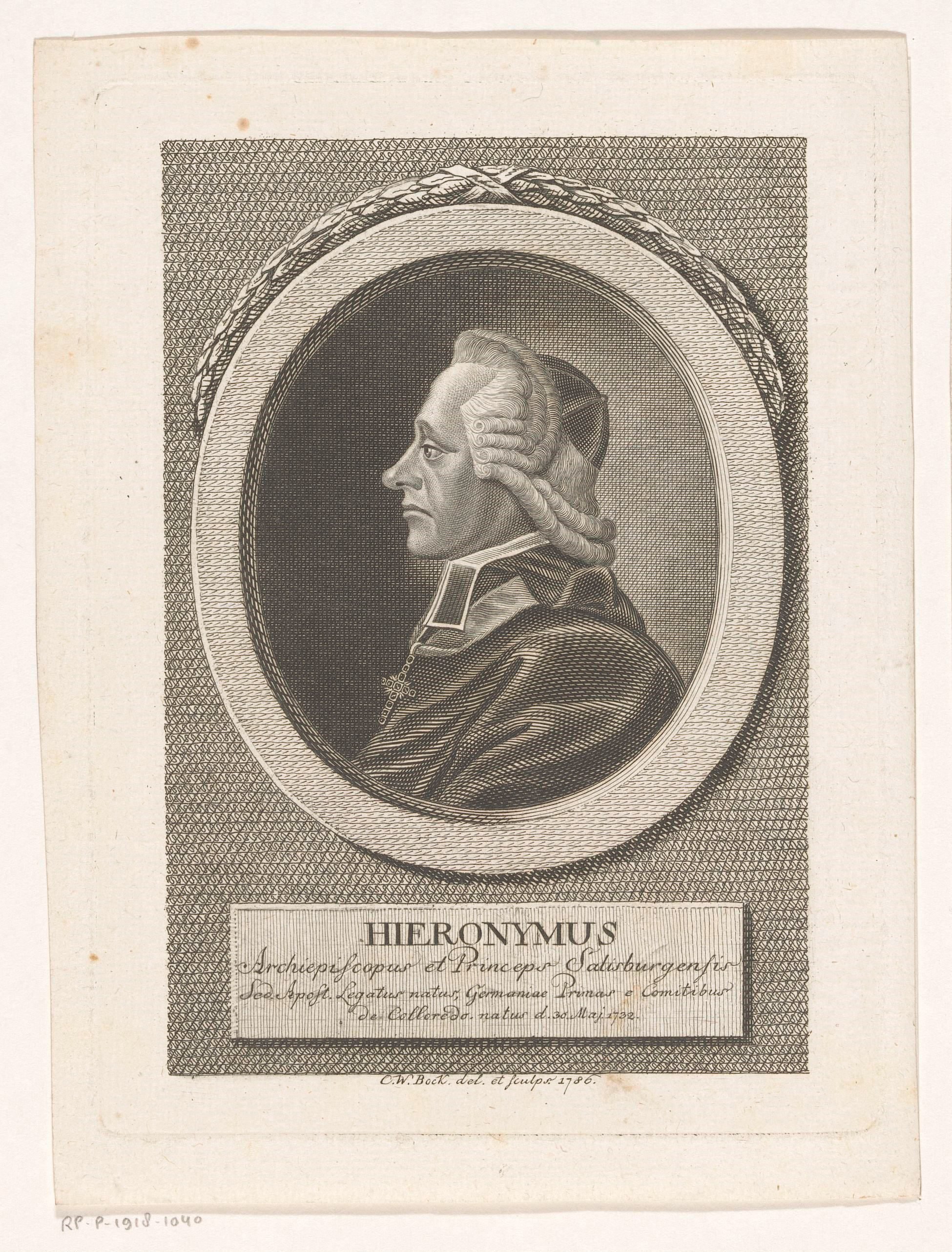 Portret van Hieronymus von Colloredo-Waldsee, aartsbisschop van Salzburg