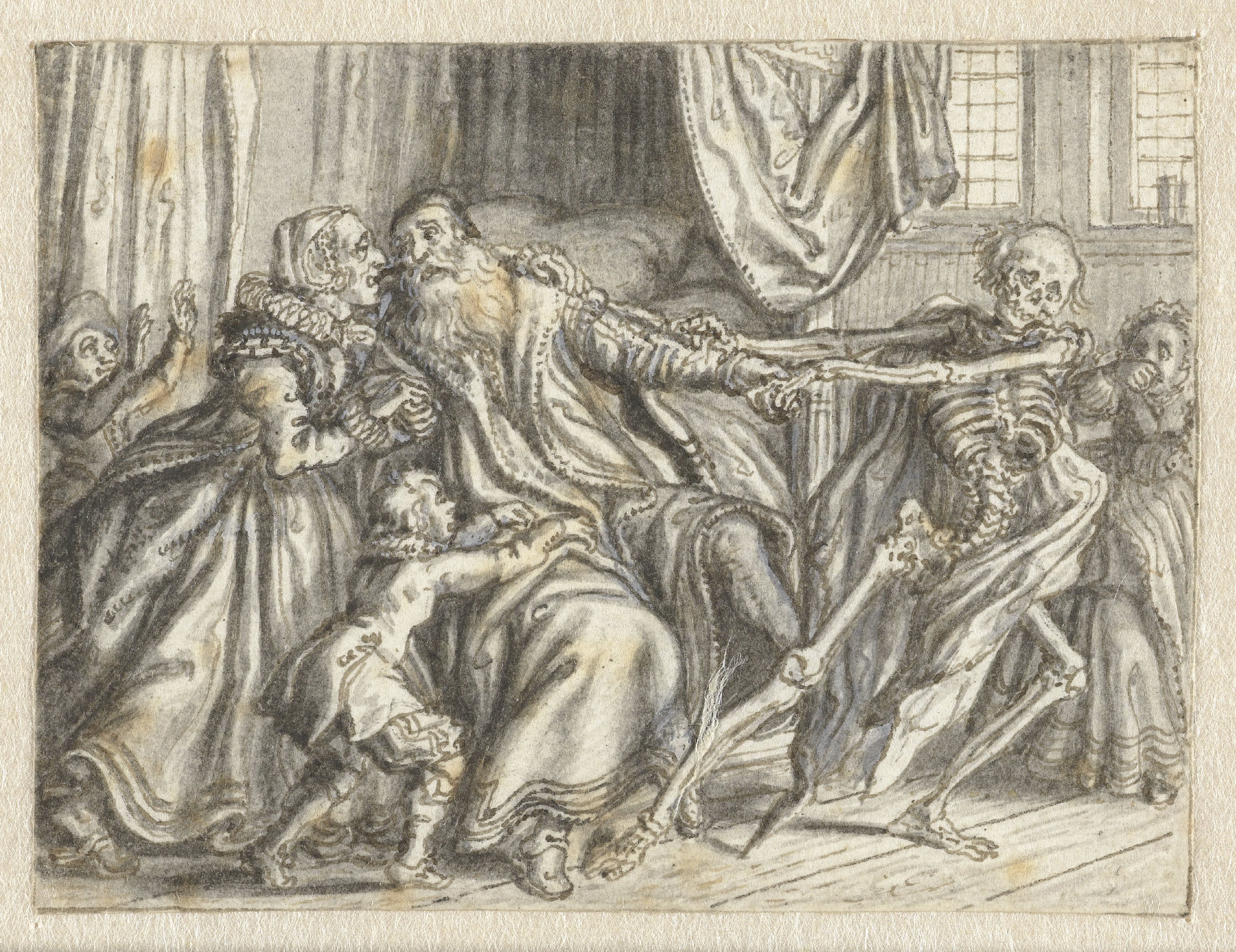 Elderly Man Torn by Death from his Wife and Grandchildren