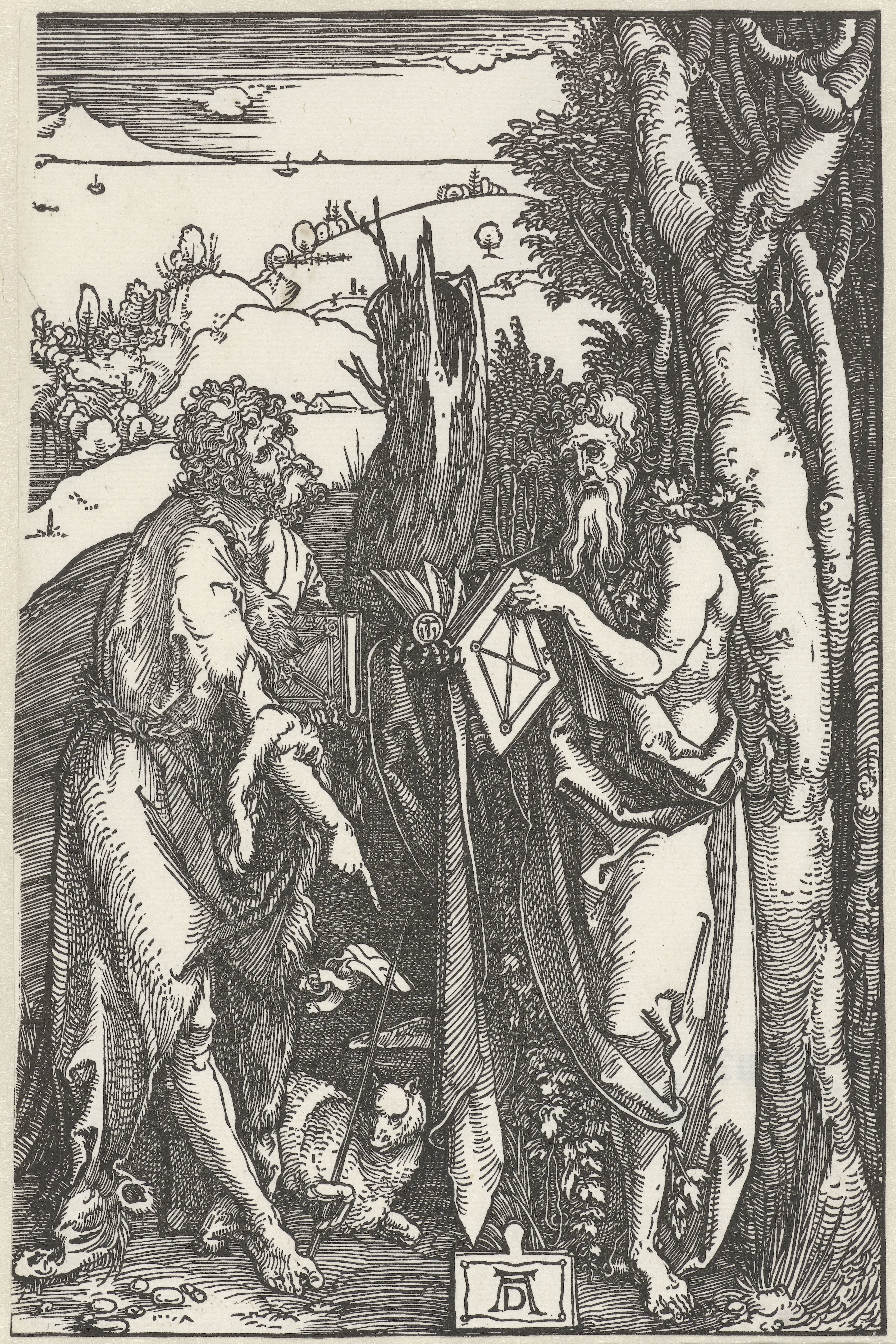 Johannes de Doper met de Heilige Onuphrius in de wildernis