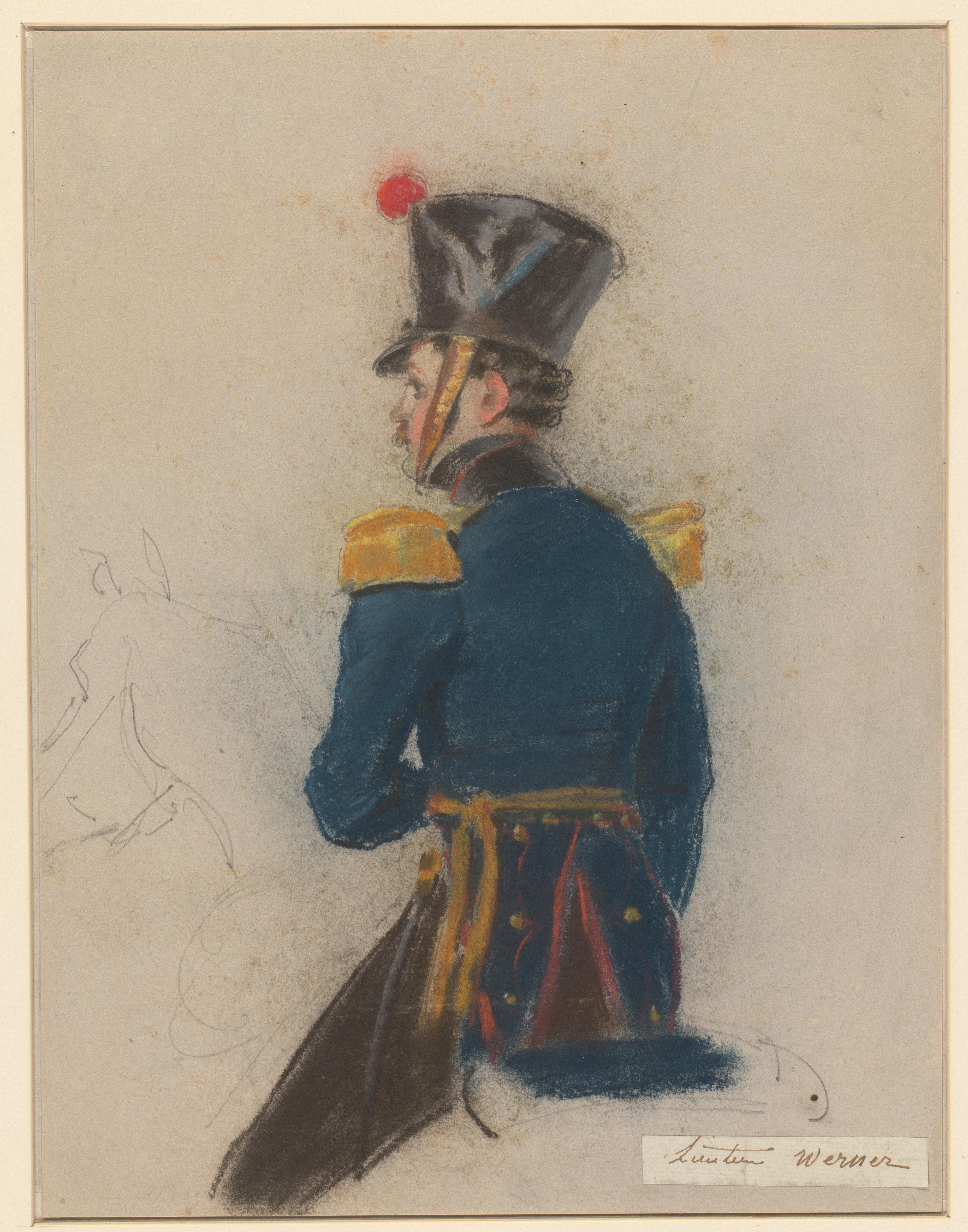 Portret van luitenant Werner, te paard