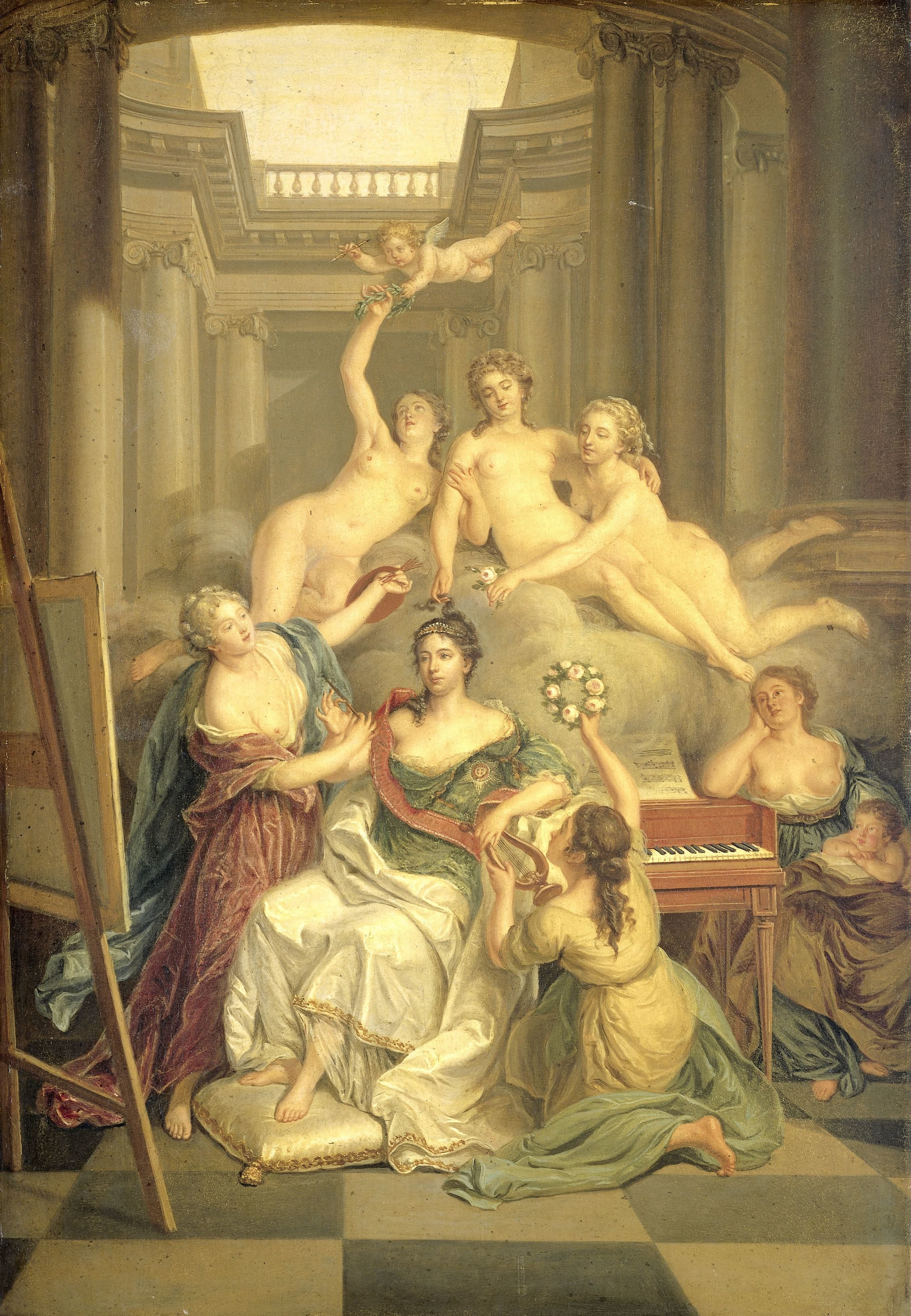 Frederika Sophia Wilhelmina of Prussia (1751-1820). Wife of Prince Willem V, in the Temple of the Arts