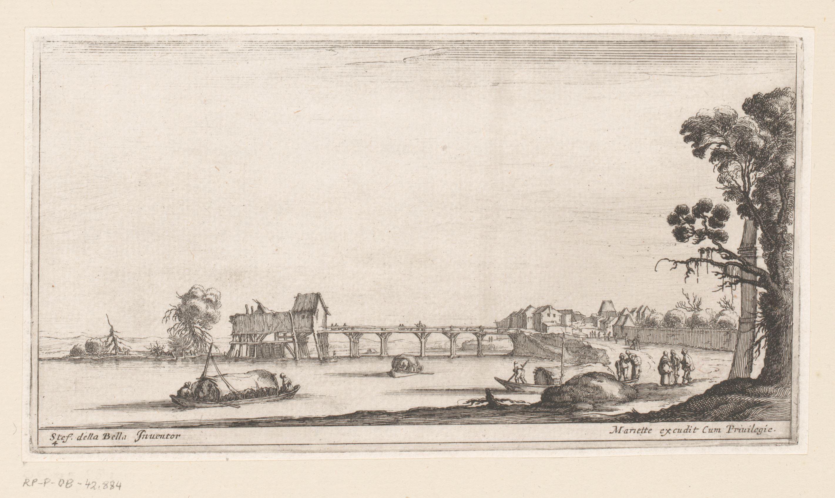 Zicht op een rivier met brug