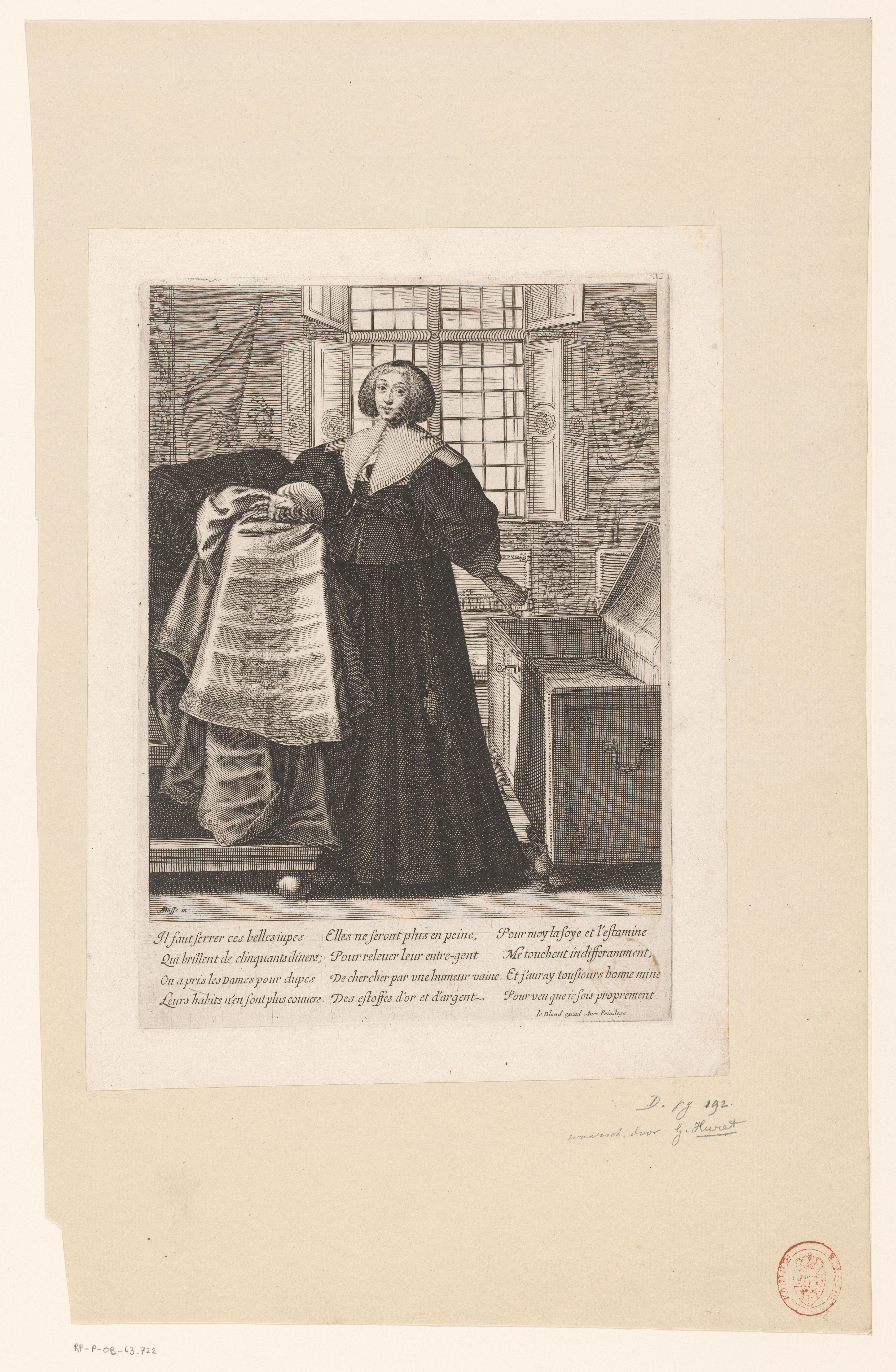 Franse dame reagerend op het edict van 1633