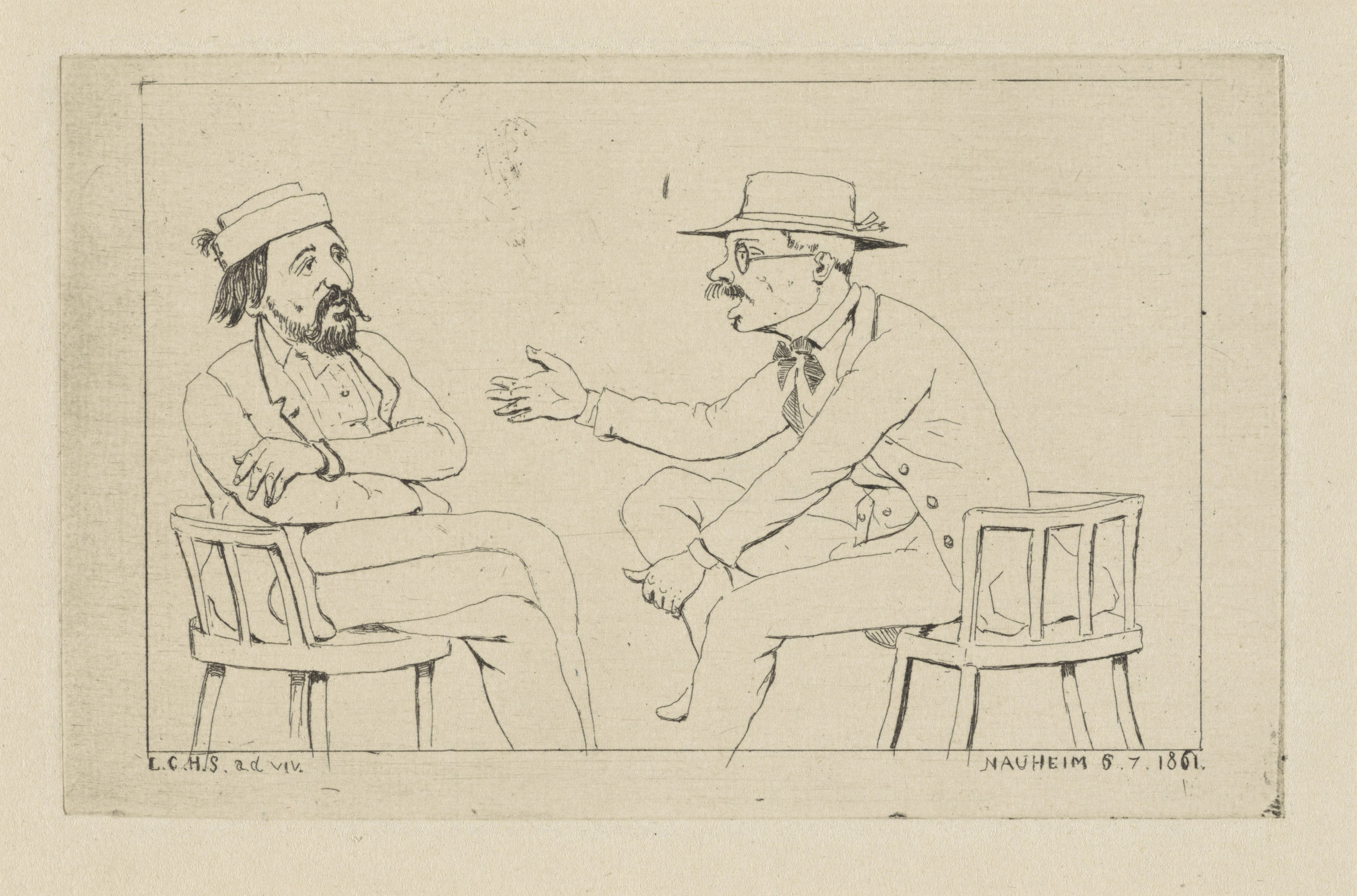Twee zittende mannen in gesprek