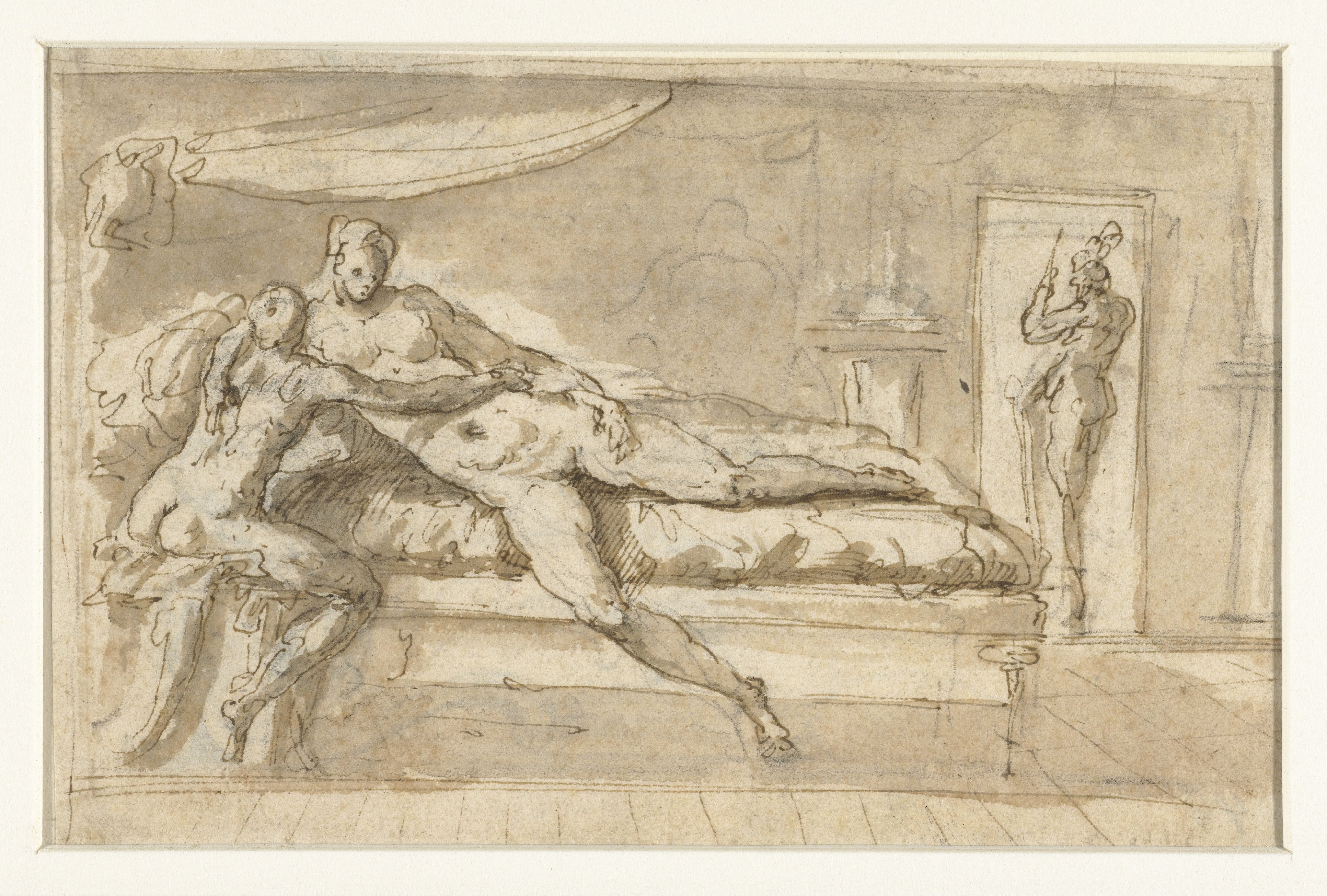 Amor en Psyche in een vertrek