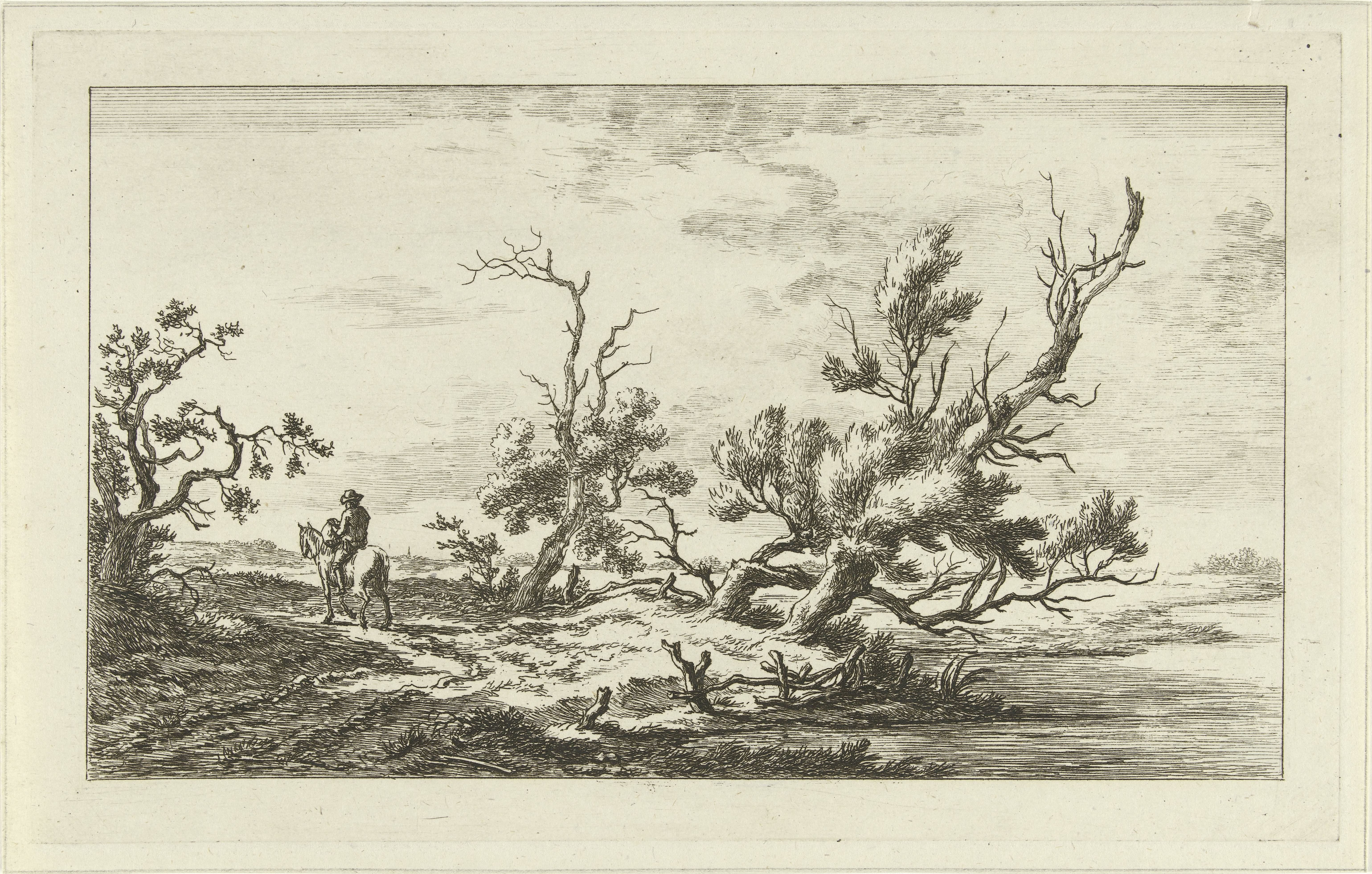 Ruiter in een landschap