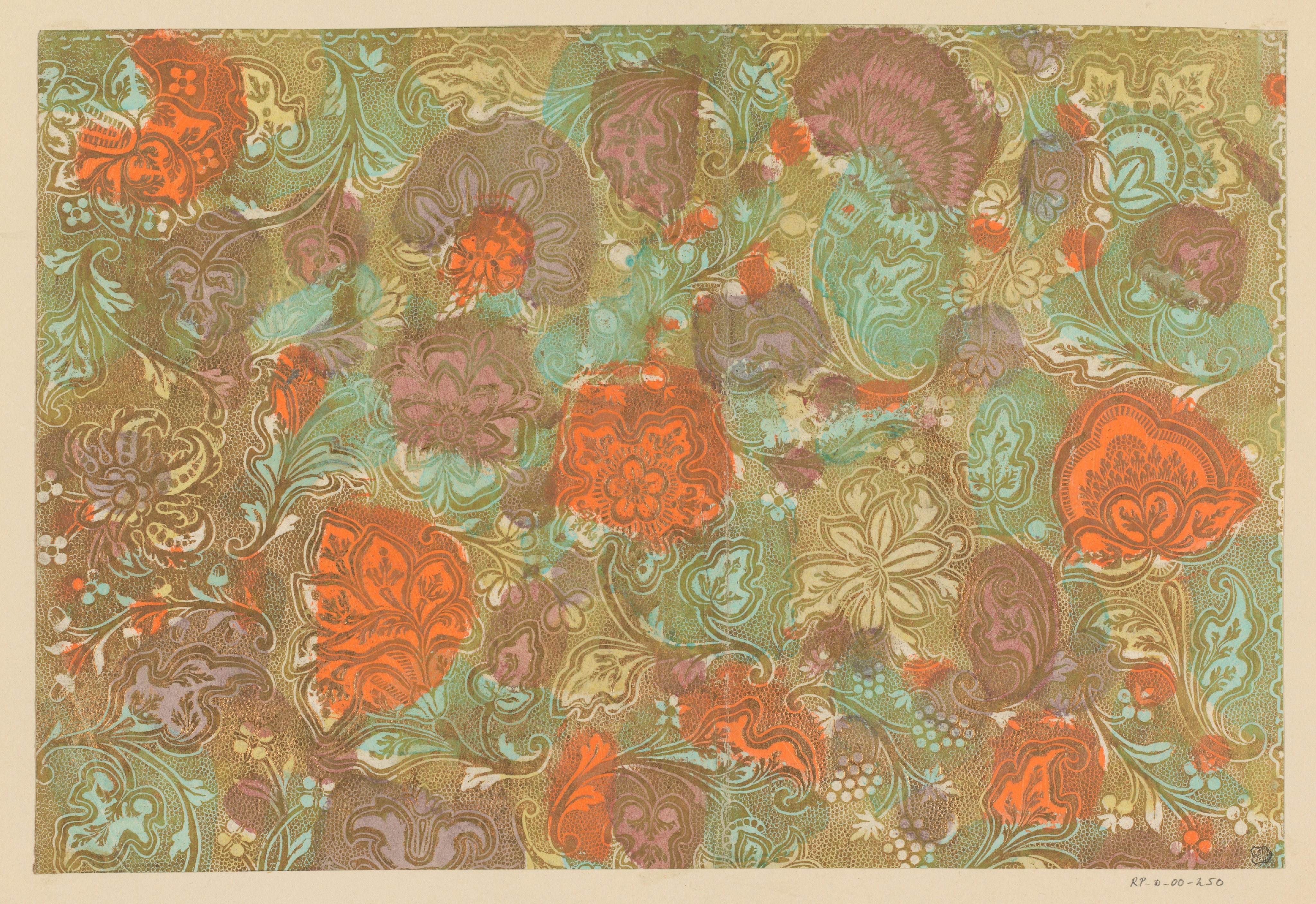 Blad met bloemen en bessen met puntenfond