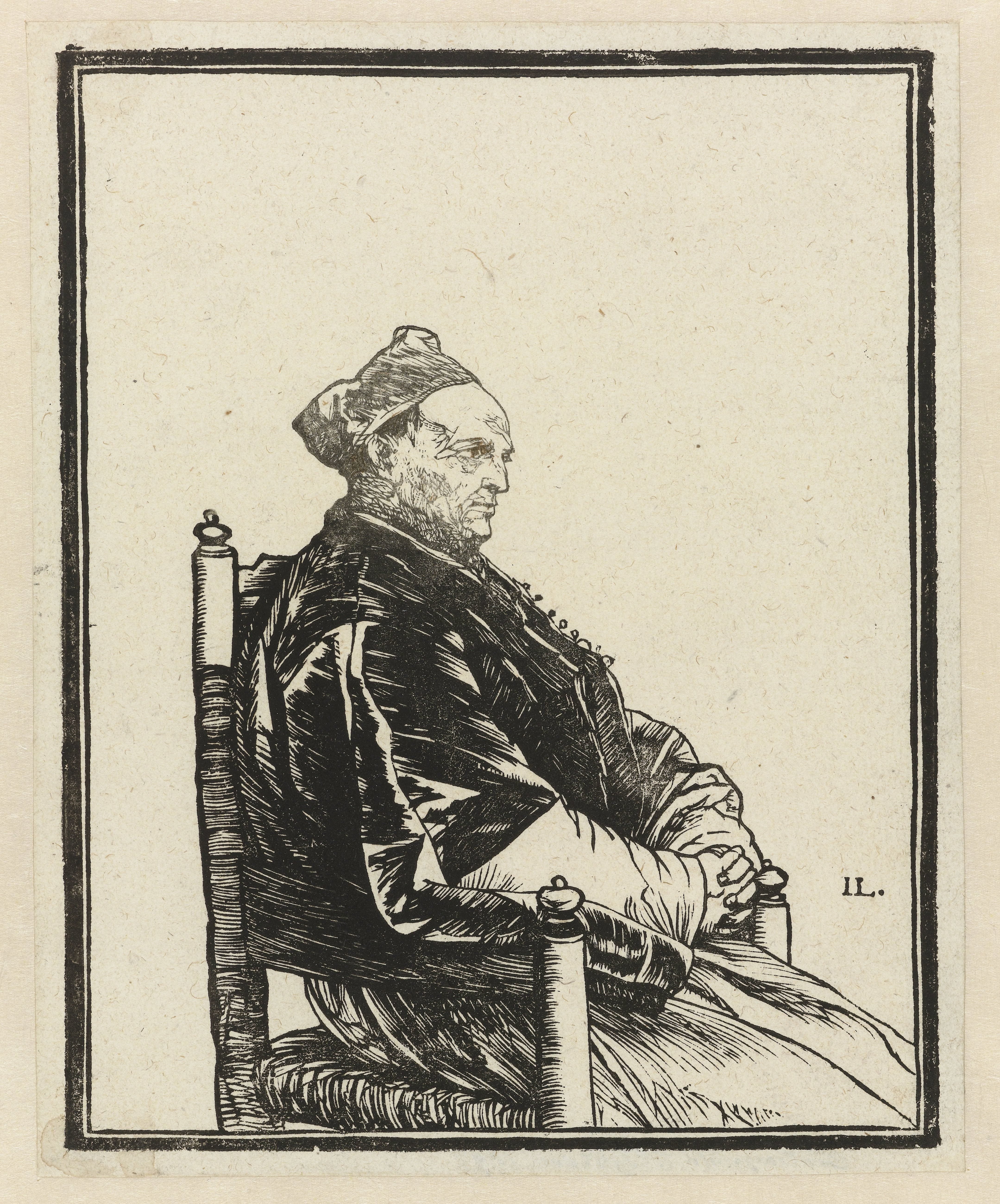 Portret van een zittende geestelijke