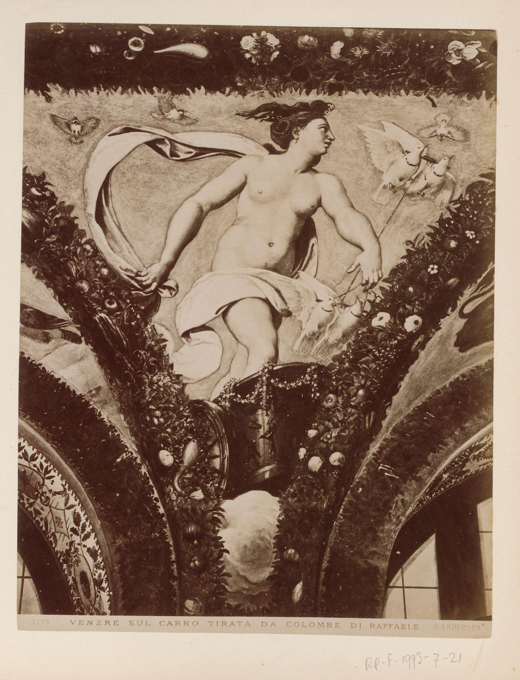 Fotoreproductie van fresco Venus begeeft zich naar de Olympos, door Rafaël in het Farnesina te Rome