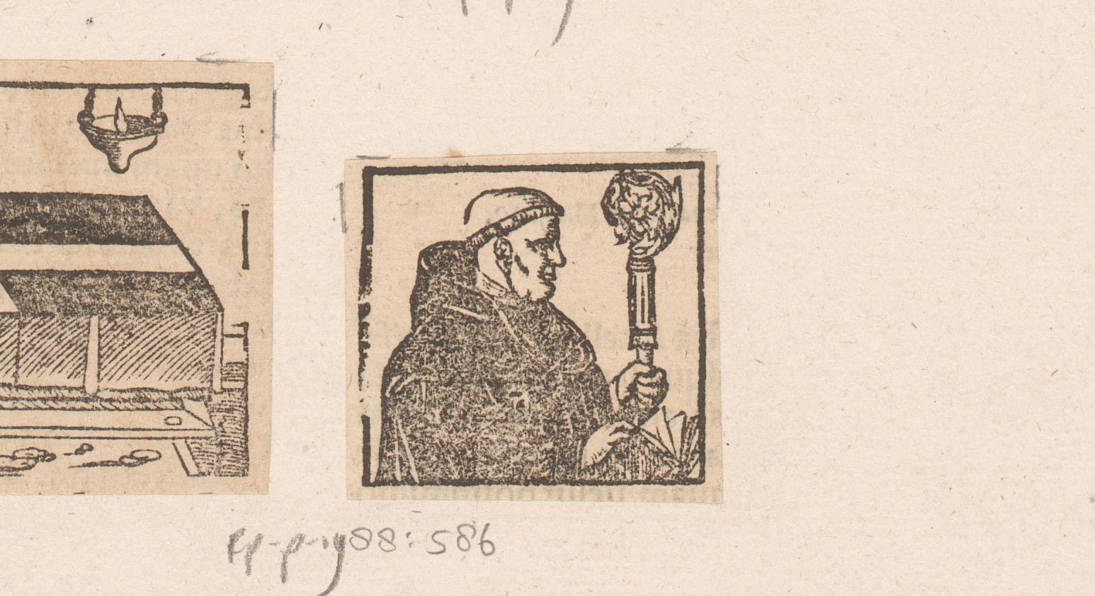 Monnik met een bisschopsstaf en een boek