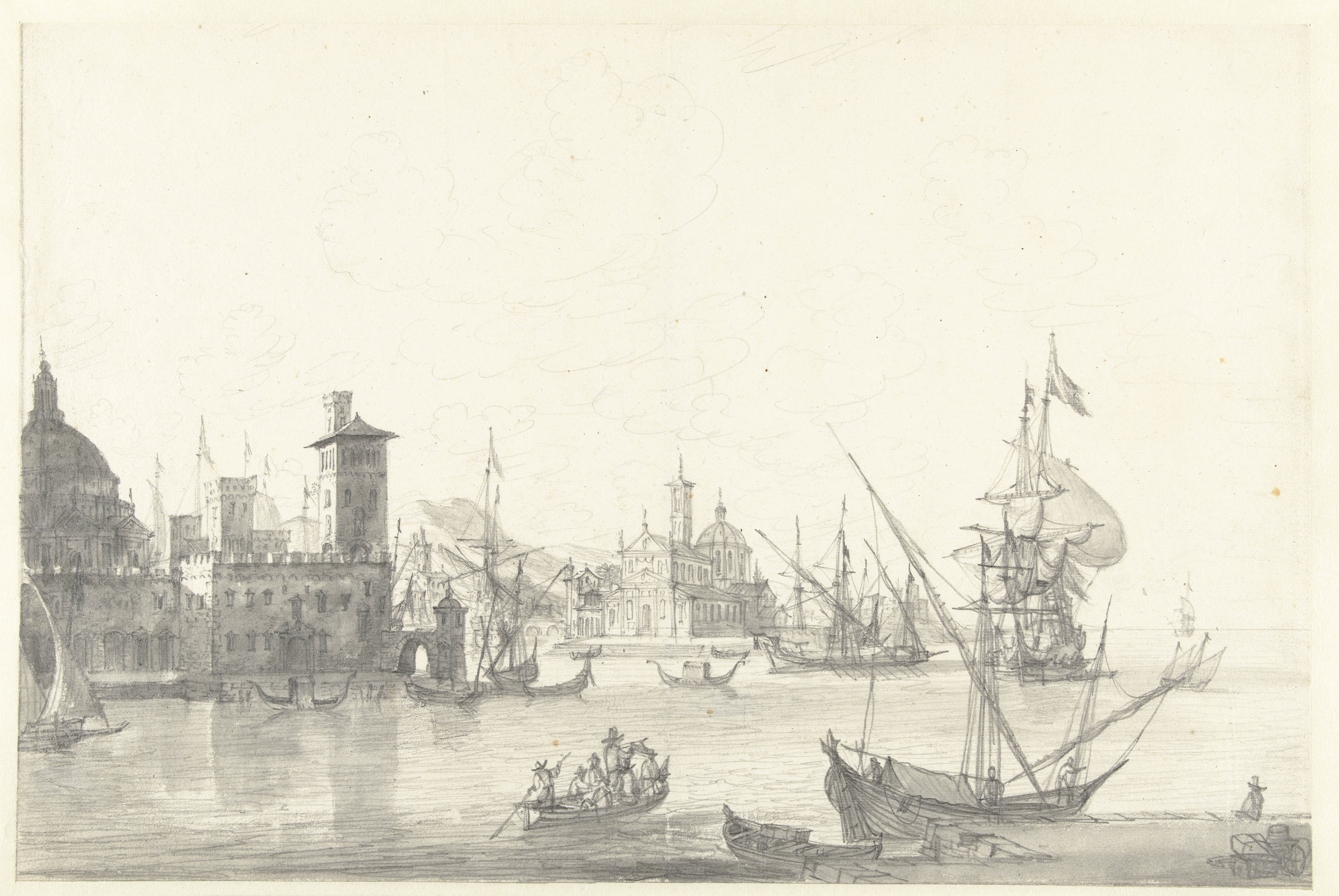 Fantasiegezicht op een zuidelijke havenstad
